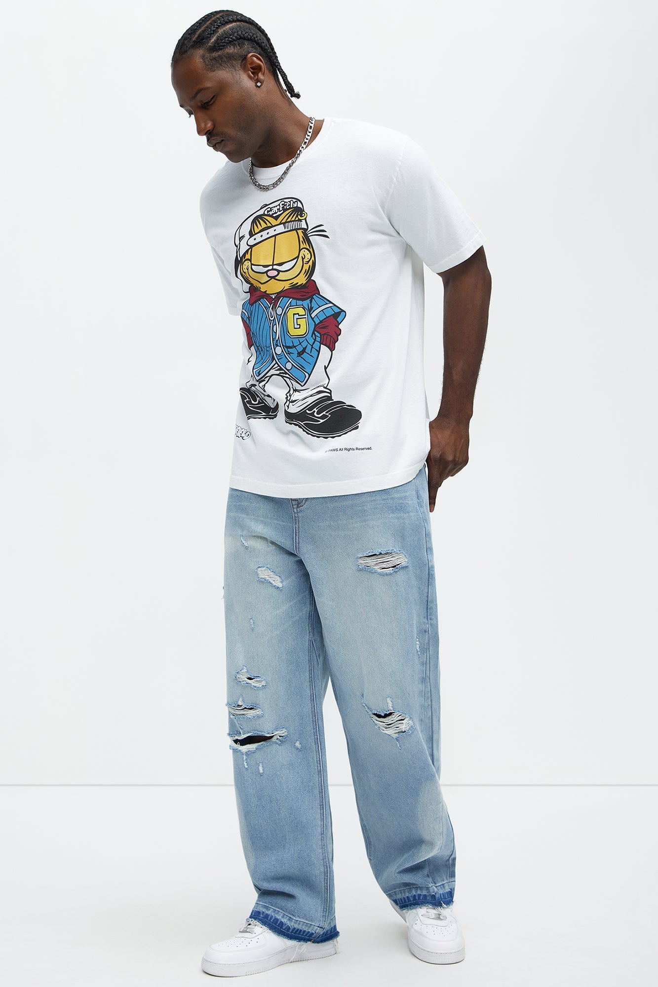 Beach Bum Distressed Baggy Jeans - Light Wash
