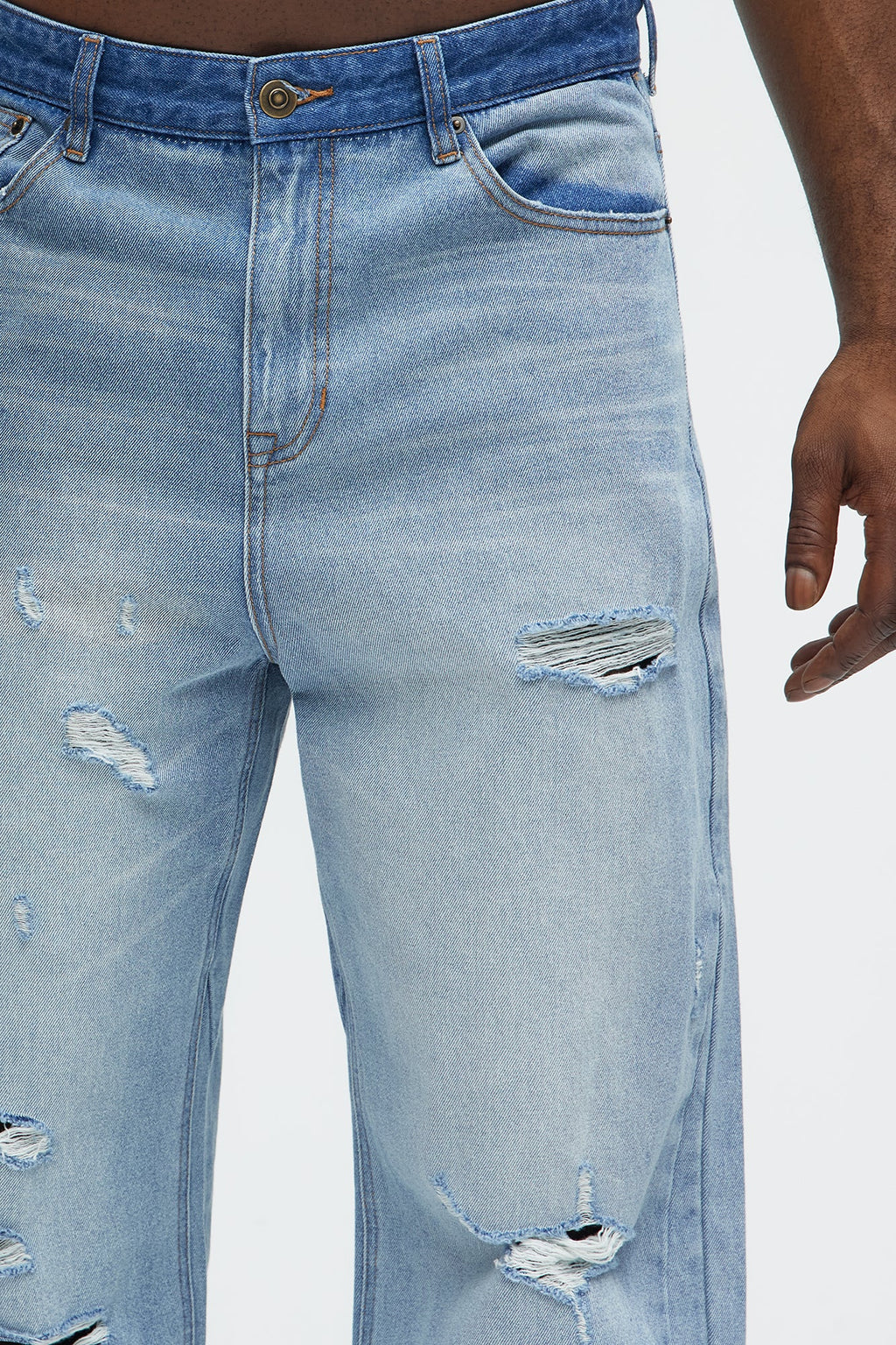 Beach Bum Distressed Baggy Jeans - Light Wash