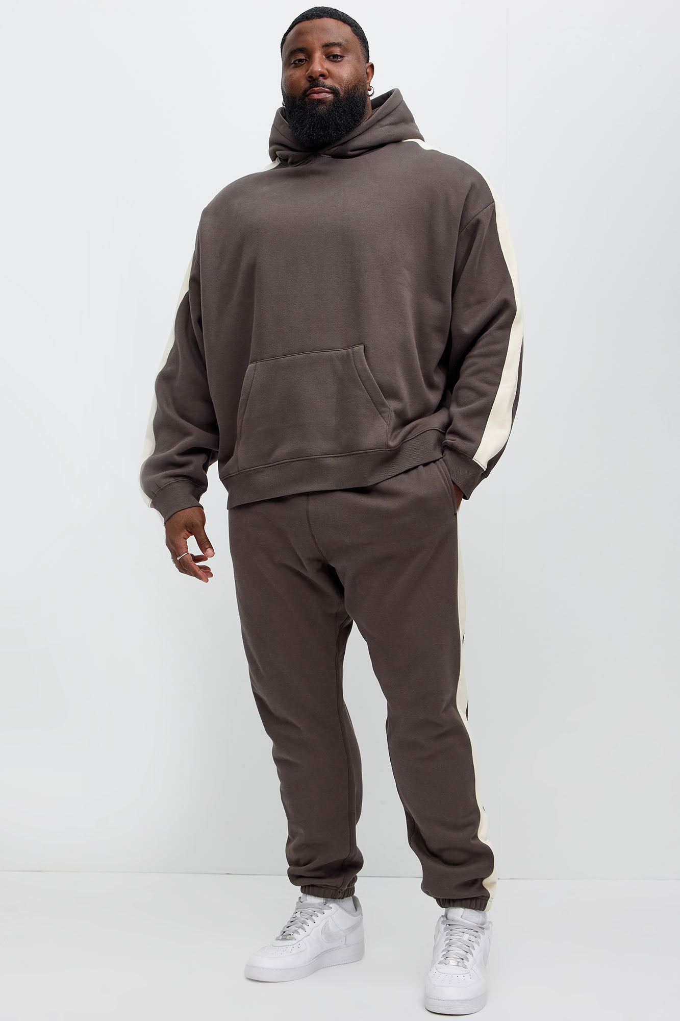 Tyson Heavyweight Oversized Striped Hoodie - Olive
