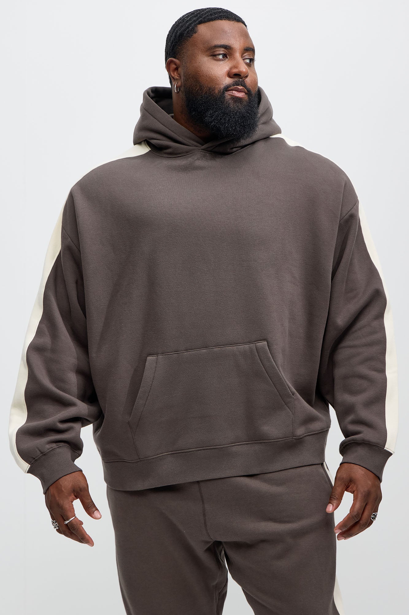Tyson Heavyweight Oversized Striped Hoodie - Olive
