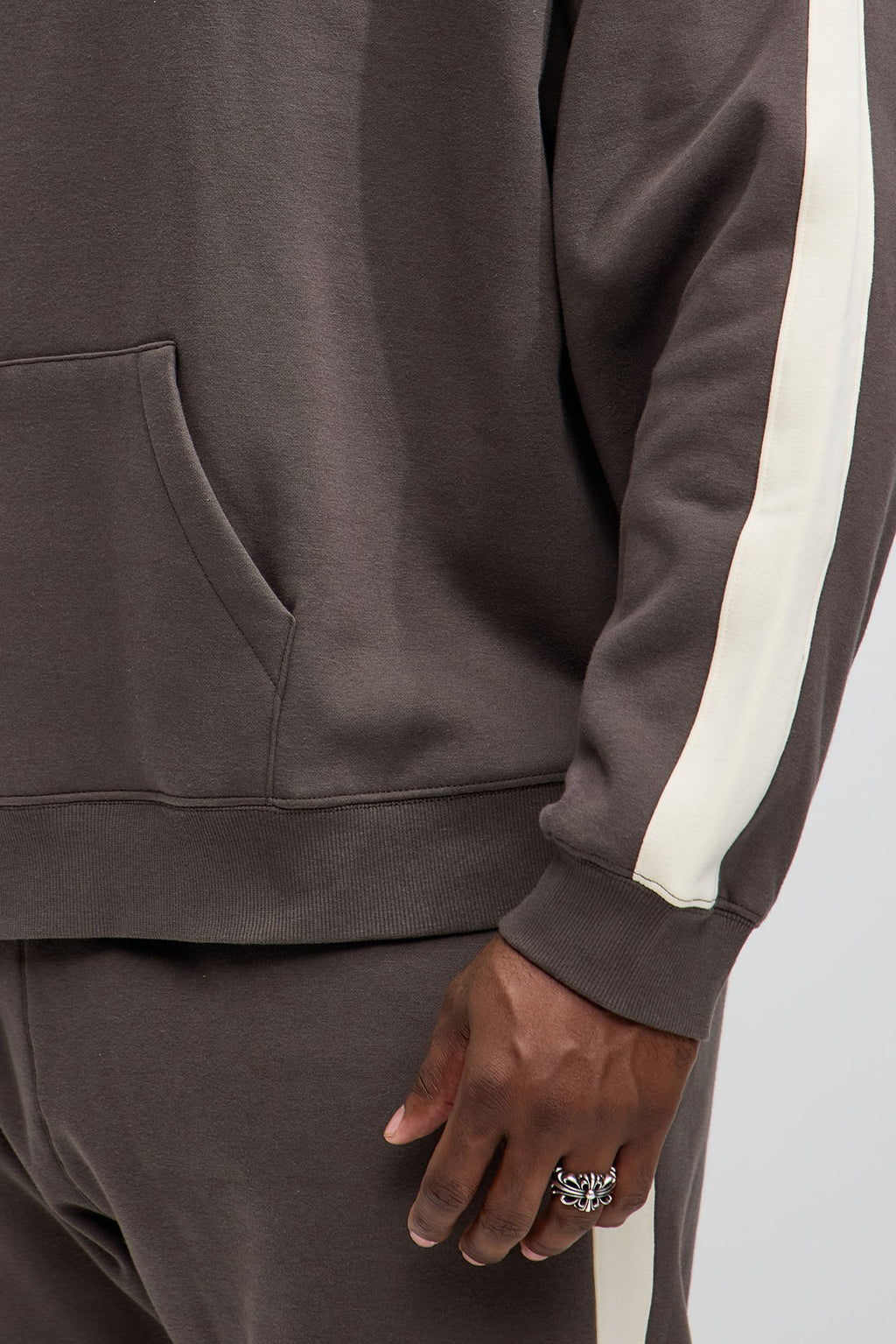 Tyson Heavyweight Oversized Striped Hoodie - Olive