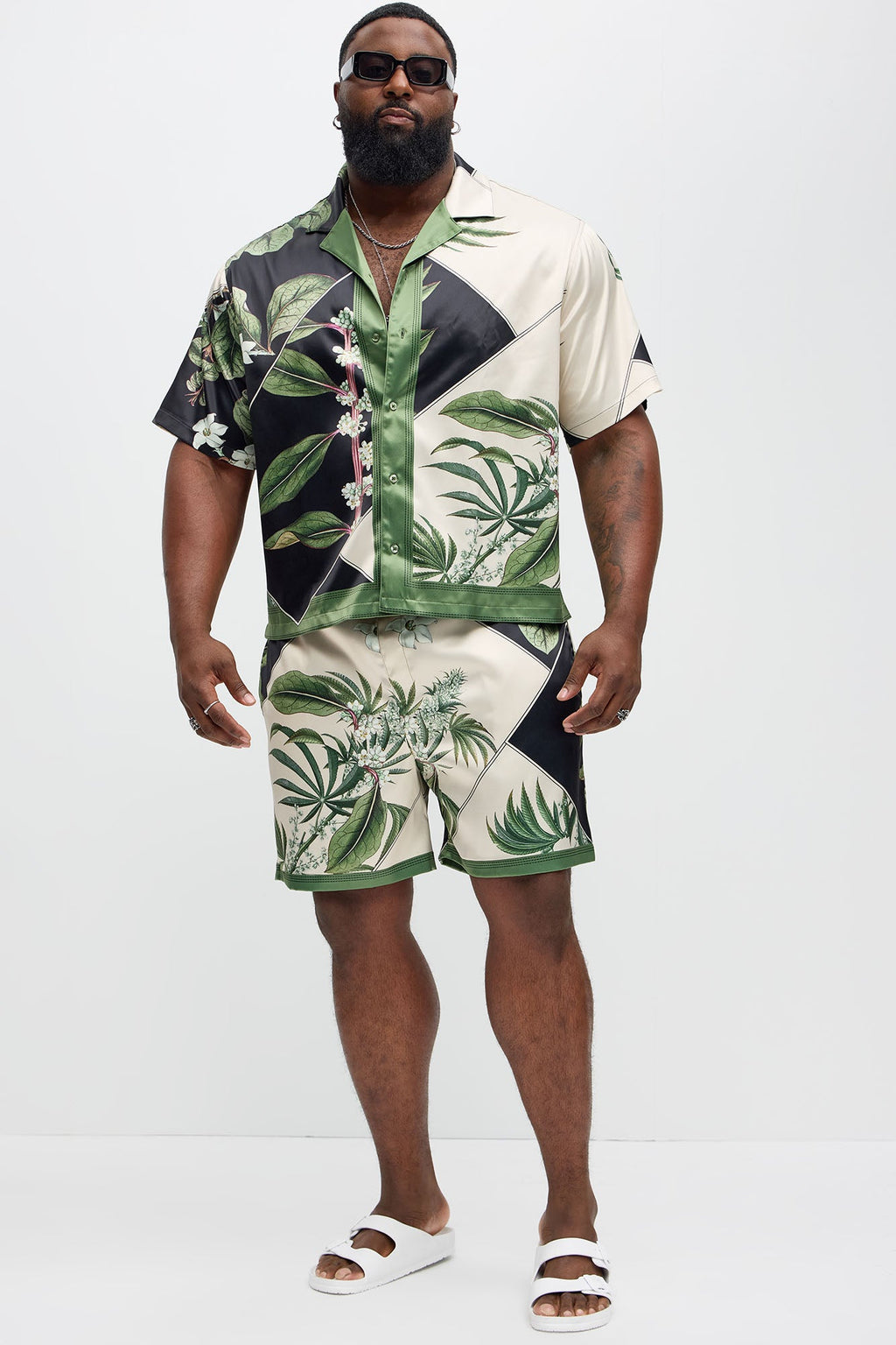 Agrarian Printed Cuban Collar Shirt - Green/combo