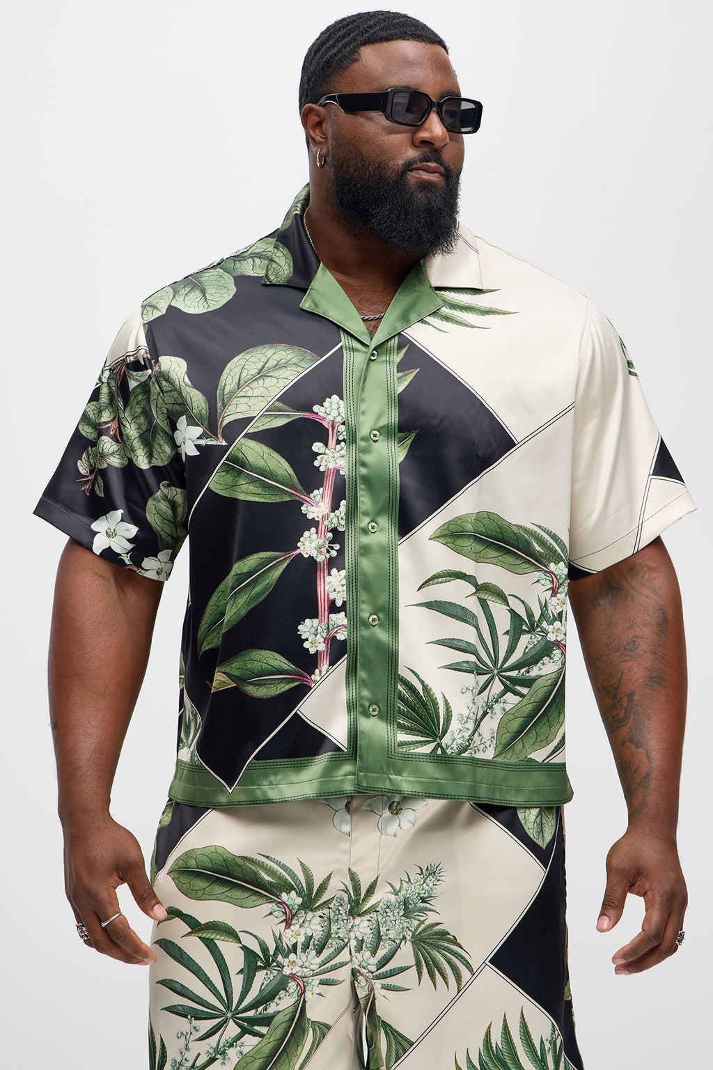 Agrarian Printed Cuban Collar Shirt - Green/combo