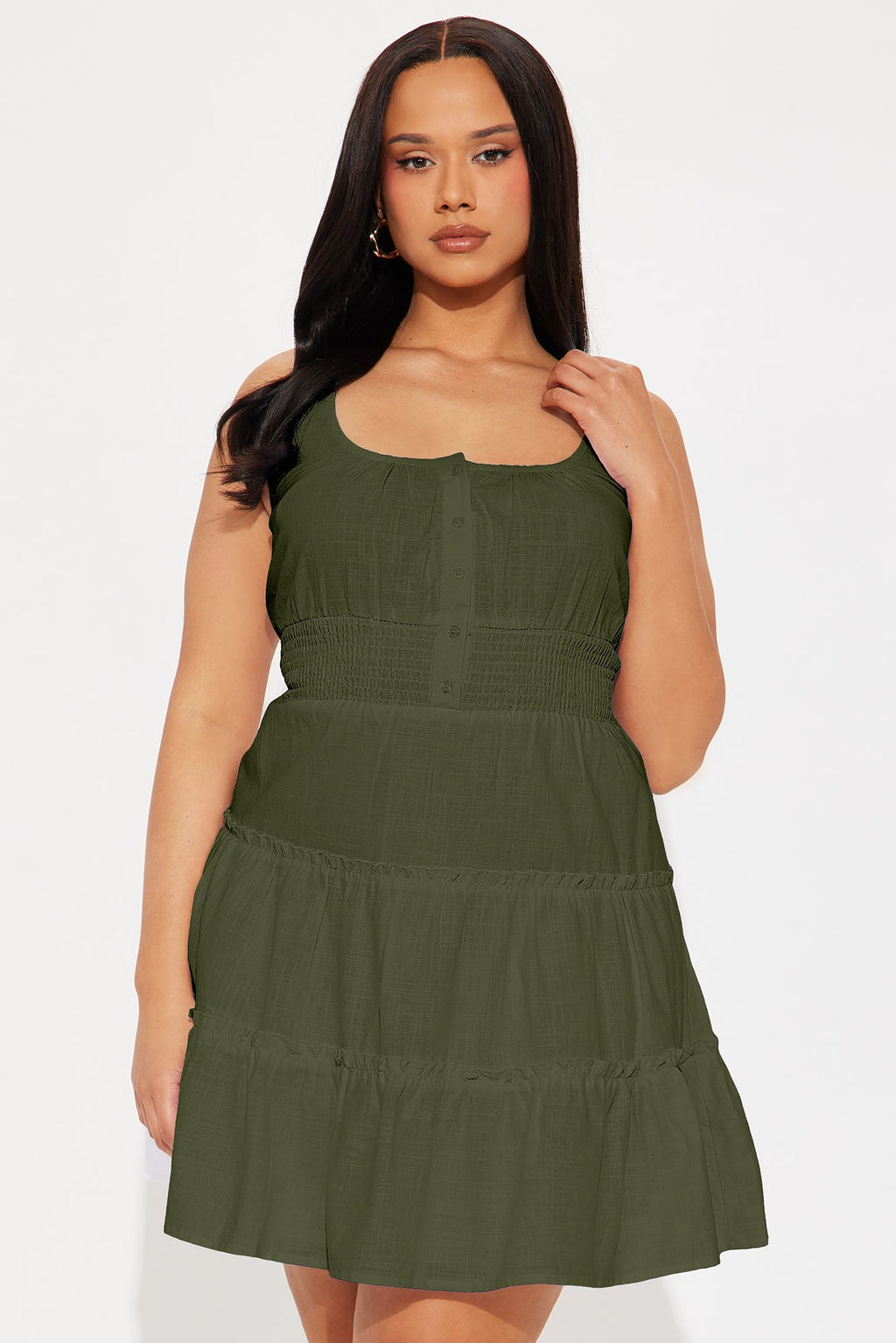 Chasing Daylight Linen Mini Dress - Olive
