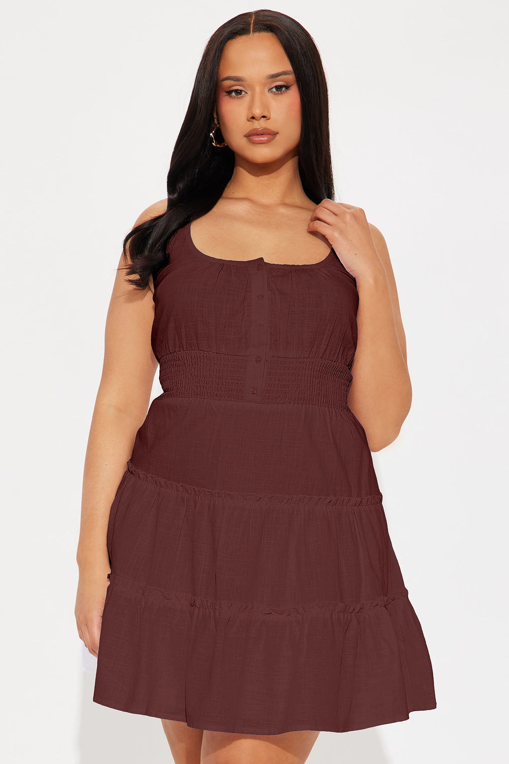 Chasing Daylight Linen Mini Dress - Wine