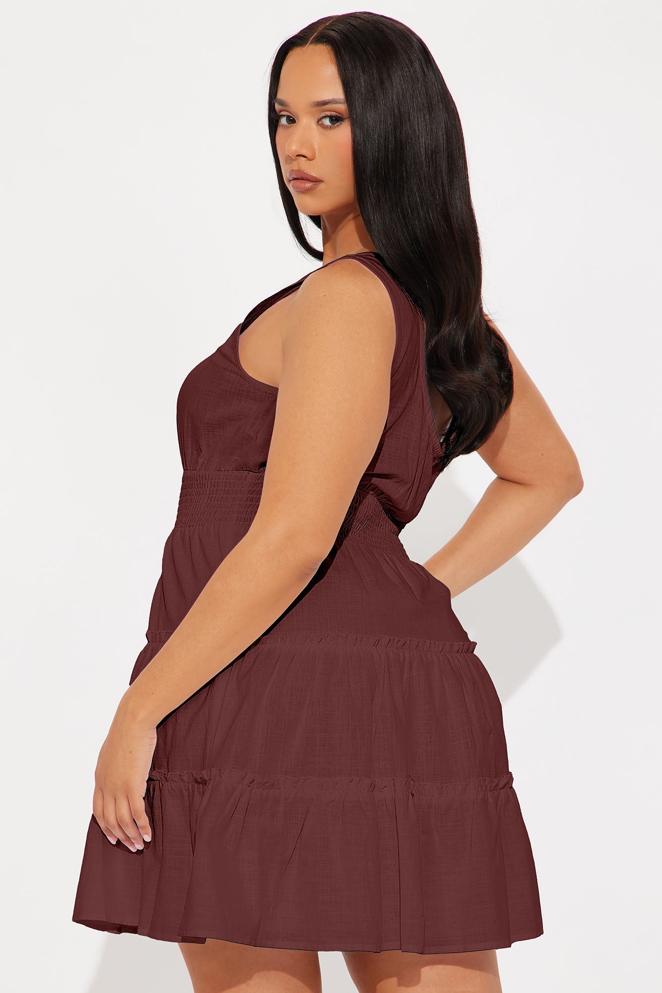 Chasing Daylight Linen Mini Dress - Wine
