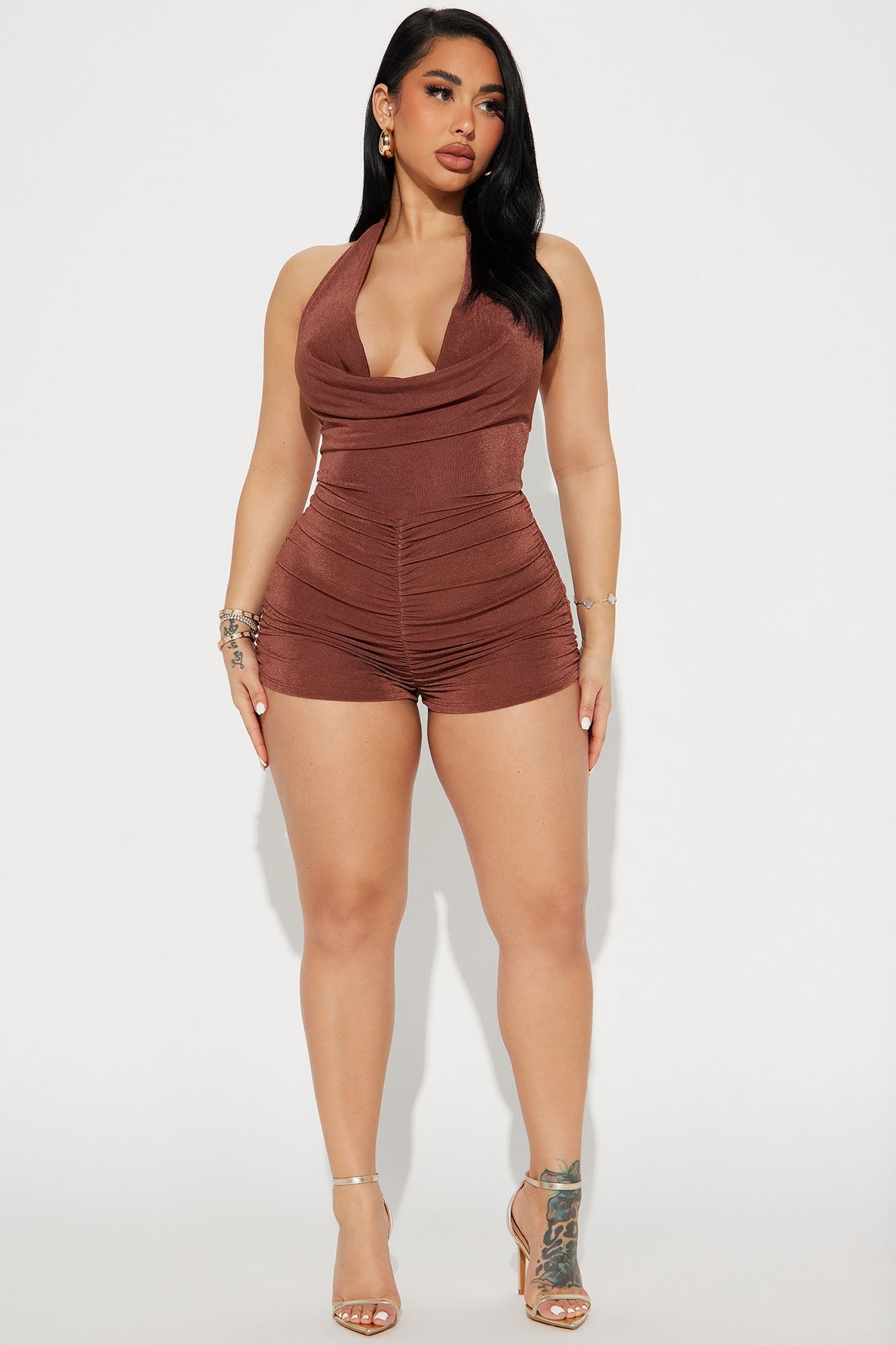 Got To Be Real Slinky Romper - Brown