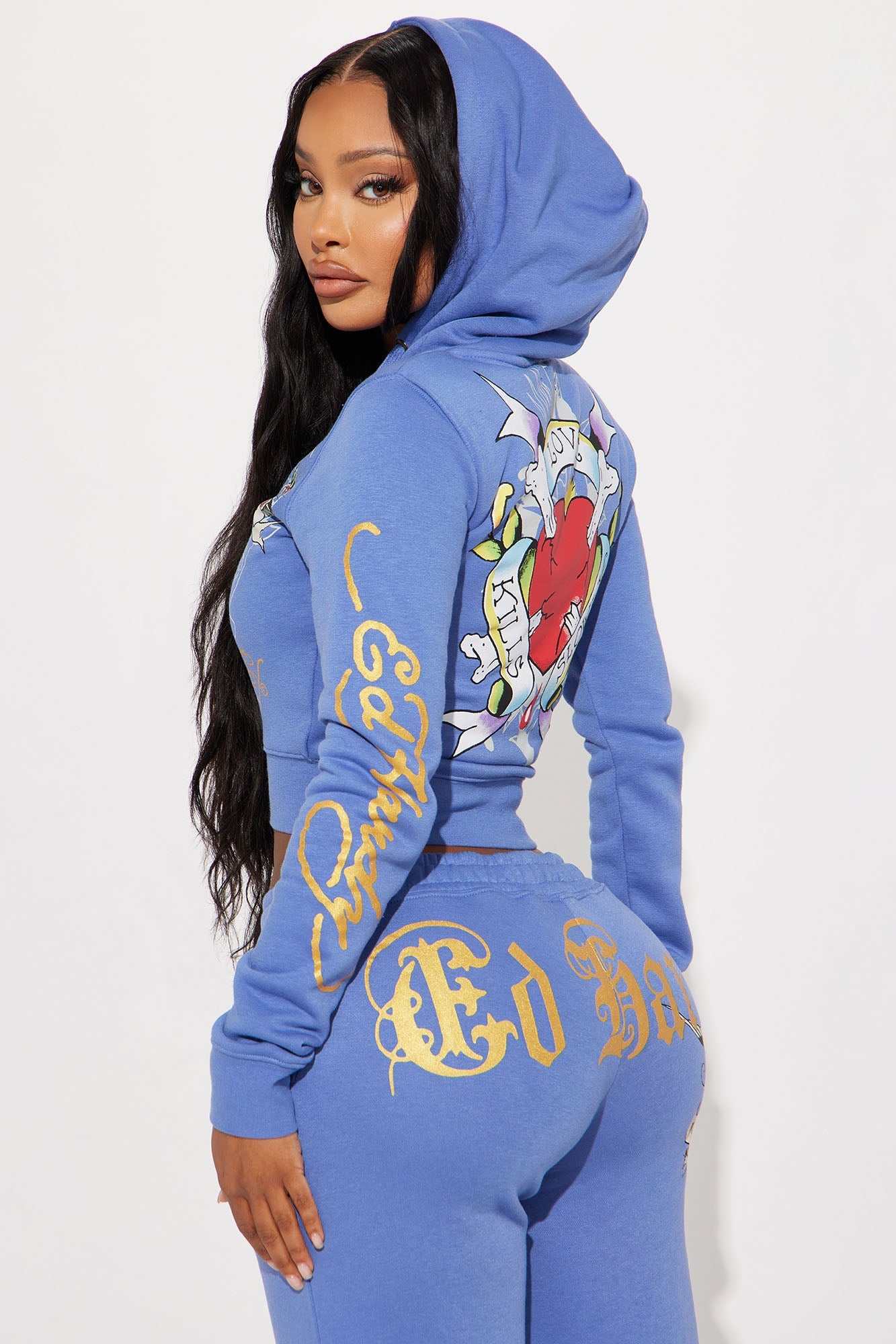 Ed Hardy Free Bird Zip Up Hoodie - Blue