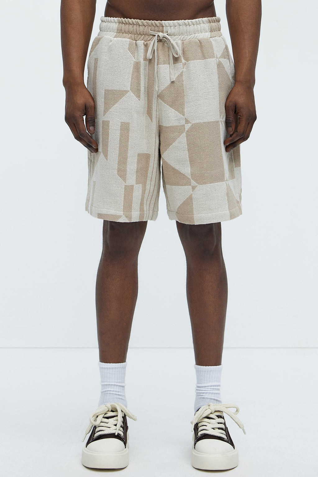Abstract Relaxed Shorts - Cream/combo