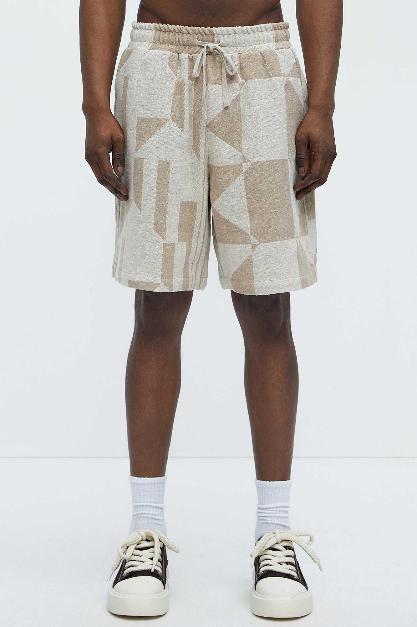 Abstract Relaxed Shorts - Cream/combo