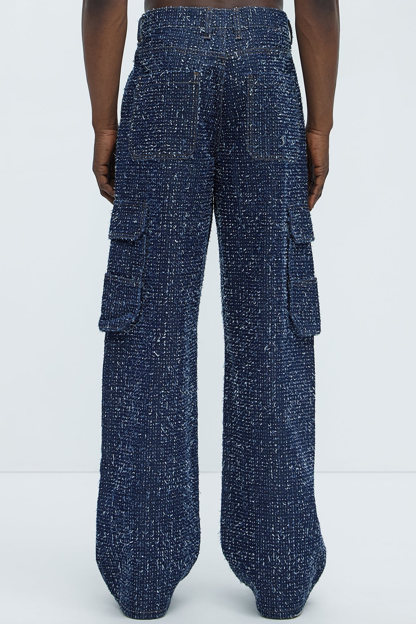 Unleaded Distressed Relaxed Cargo Jeans - Indigo