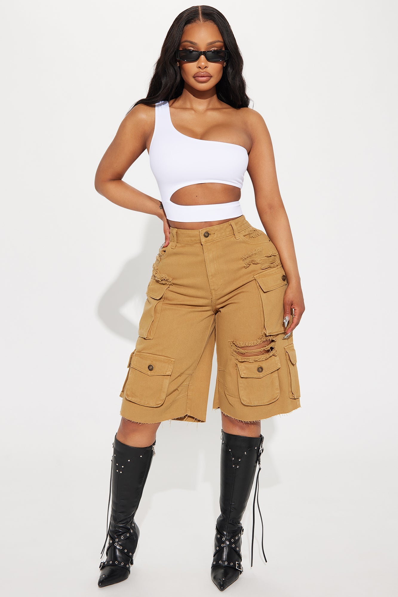 Caught Up One Shoulder Top - White