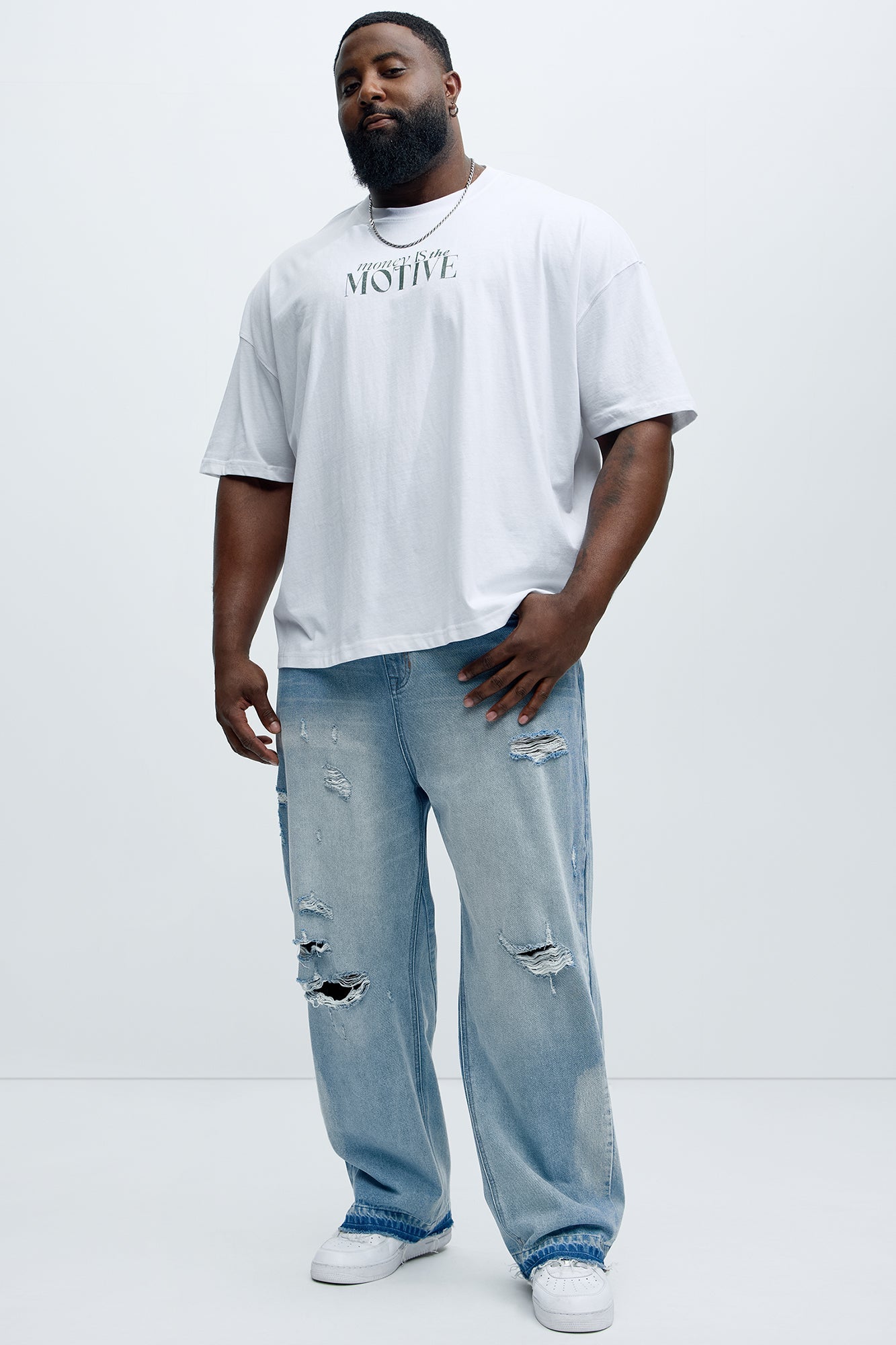 Beach Bum Distressed Baggy Jeans - Light Wash