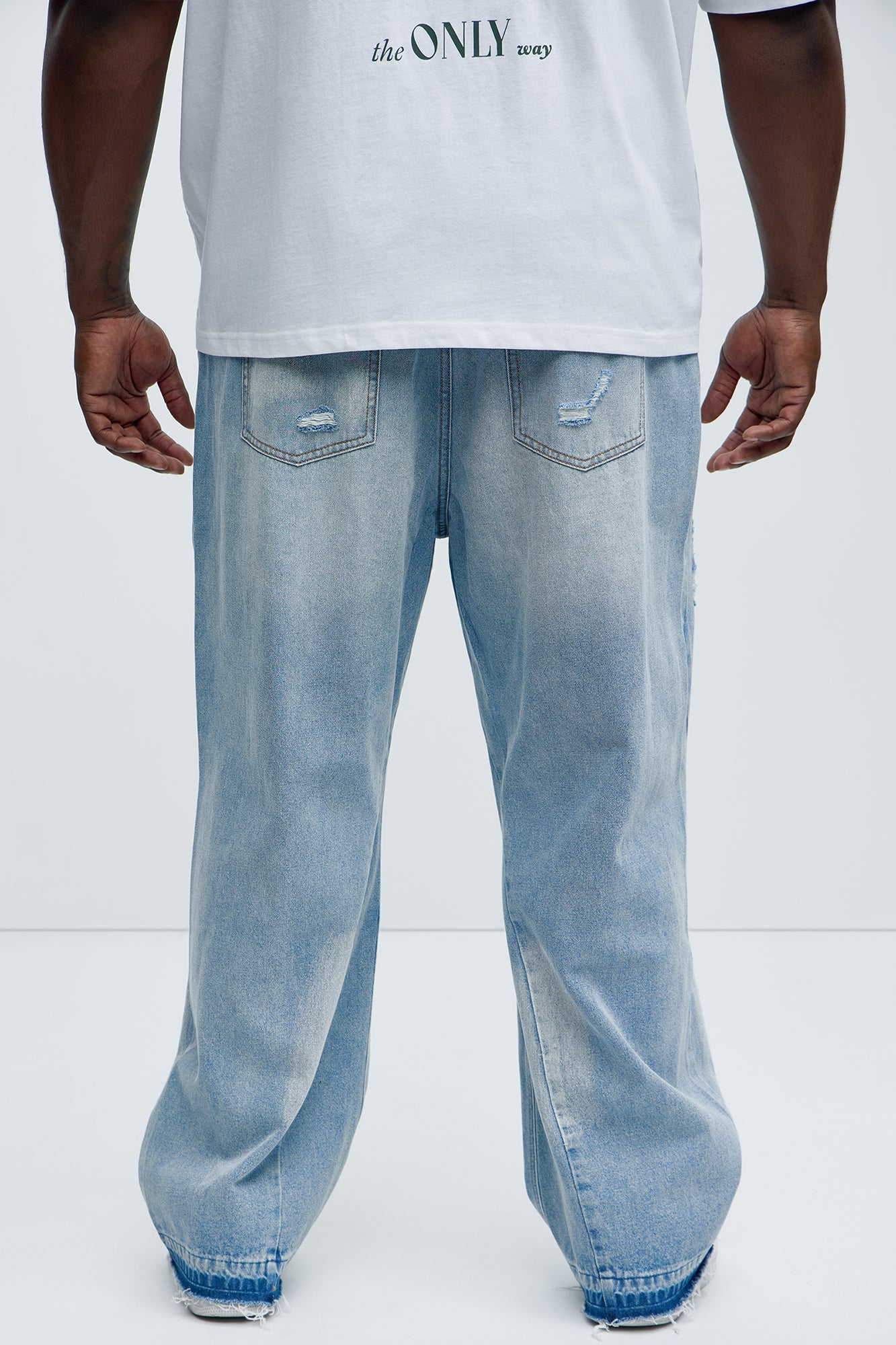 Beach Bum Distressed Baggy Jeans - Light Wash