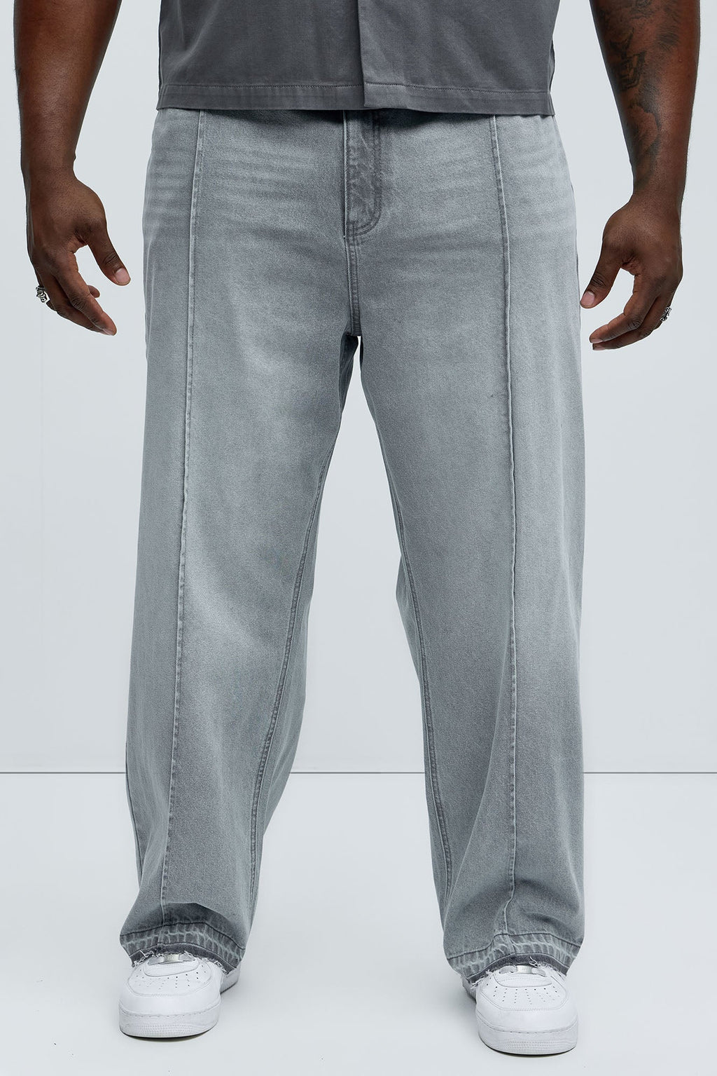Patras Pleat Baggy Jeans - Grey