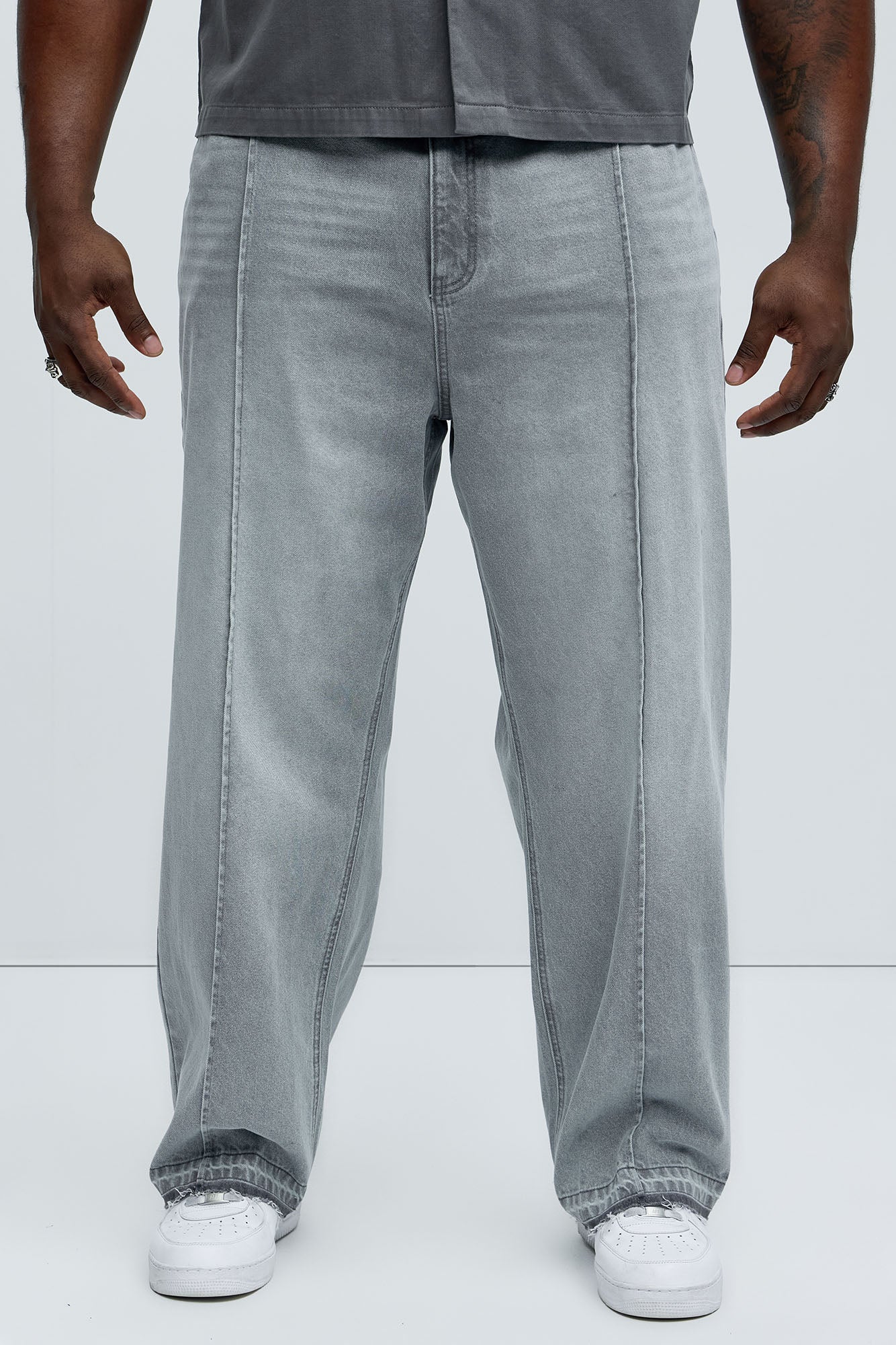 Patras Pleat Baggy Jeans - Grey