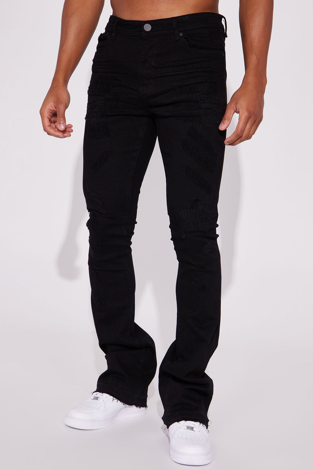 Do You Mind Stacked Skinny Flare Jeans - Black