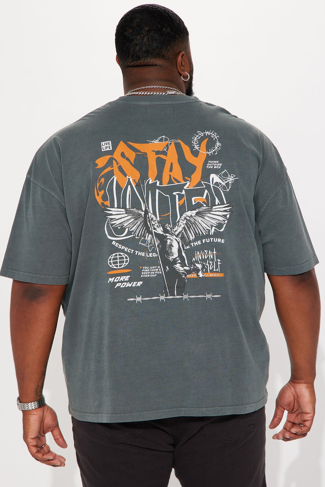 Stay United Oversized Short Sleeve Tee - Grey