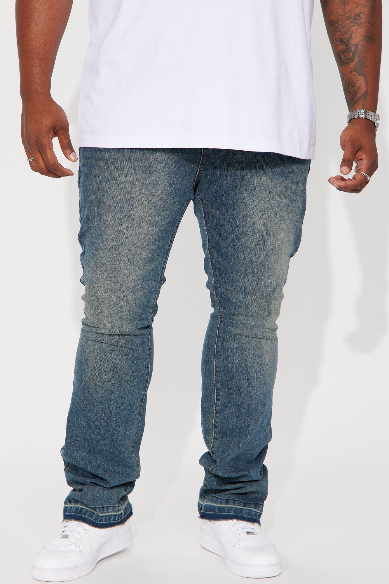 Cornell Stacked Skinny Flare Jeans - Vintage Blue Wash