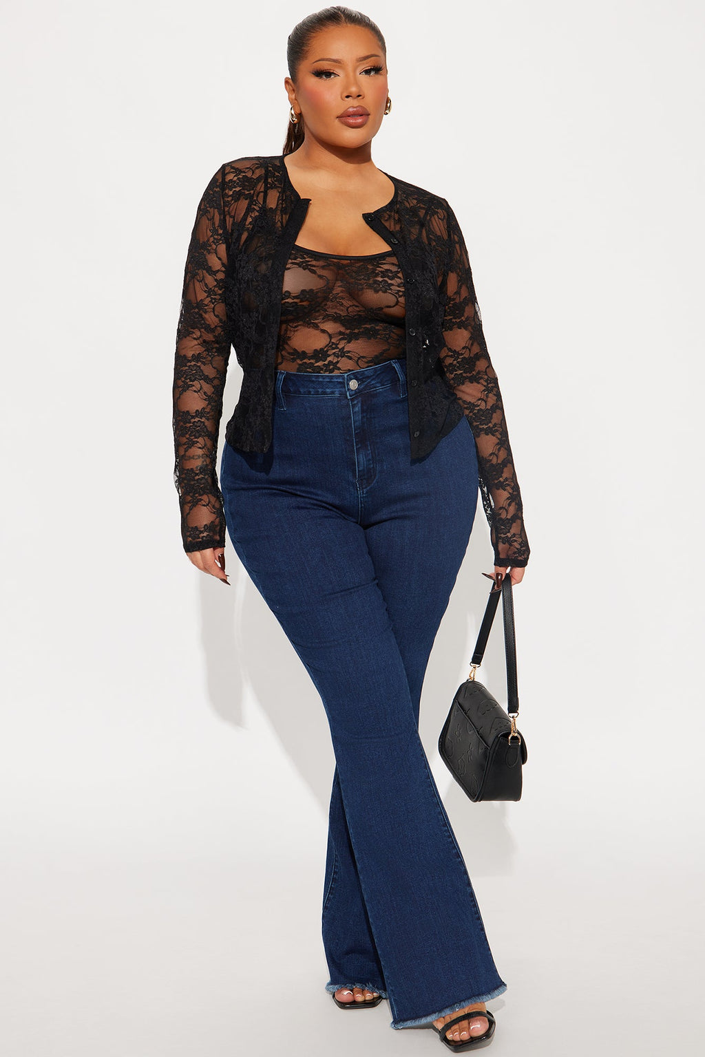 15 Minutes Of Fame High Waisted Flare Jeans - Acid Wash Denim