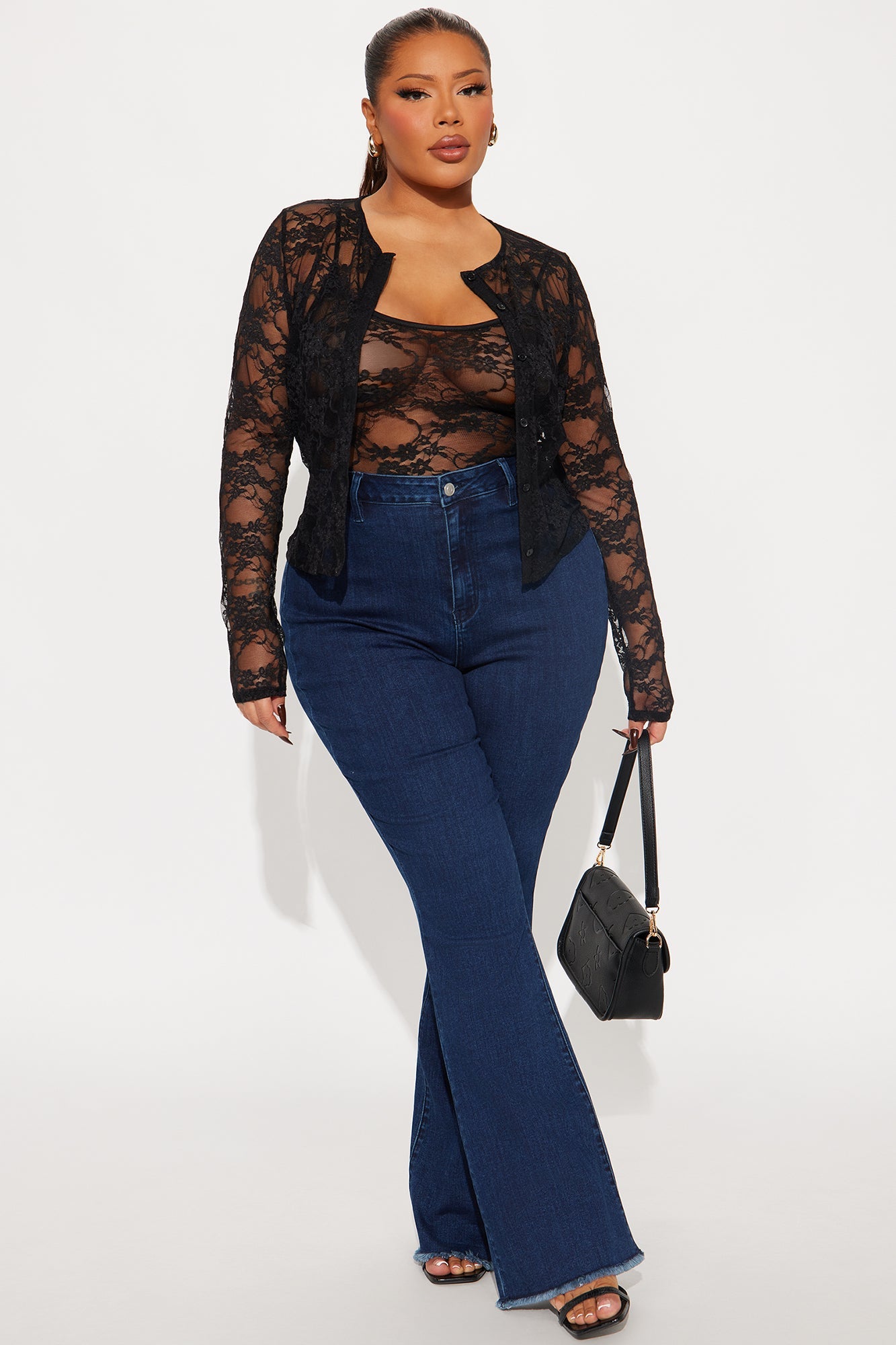 15 Minutes Of Fame High Waisted Flare Jeans - Acid Wash Denim