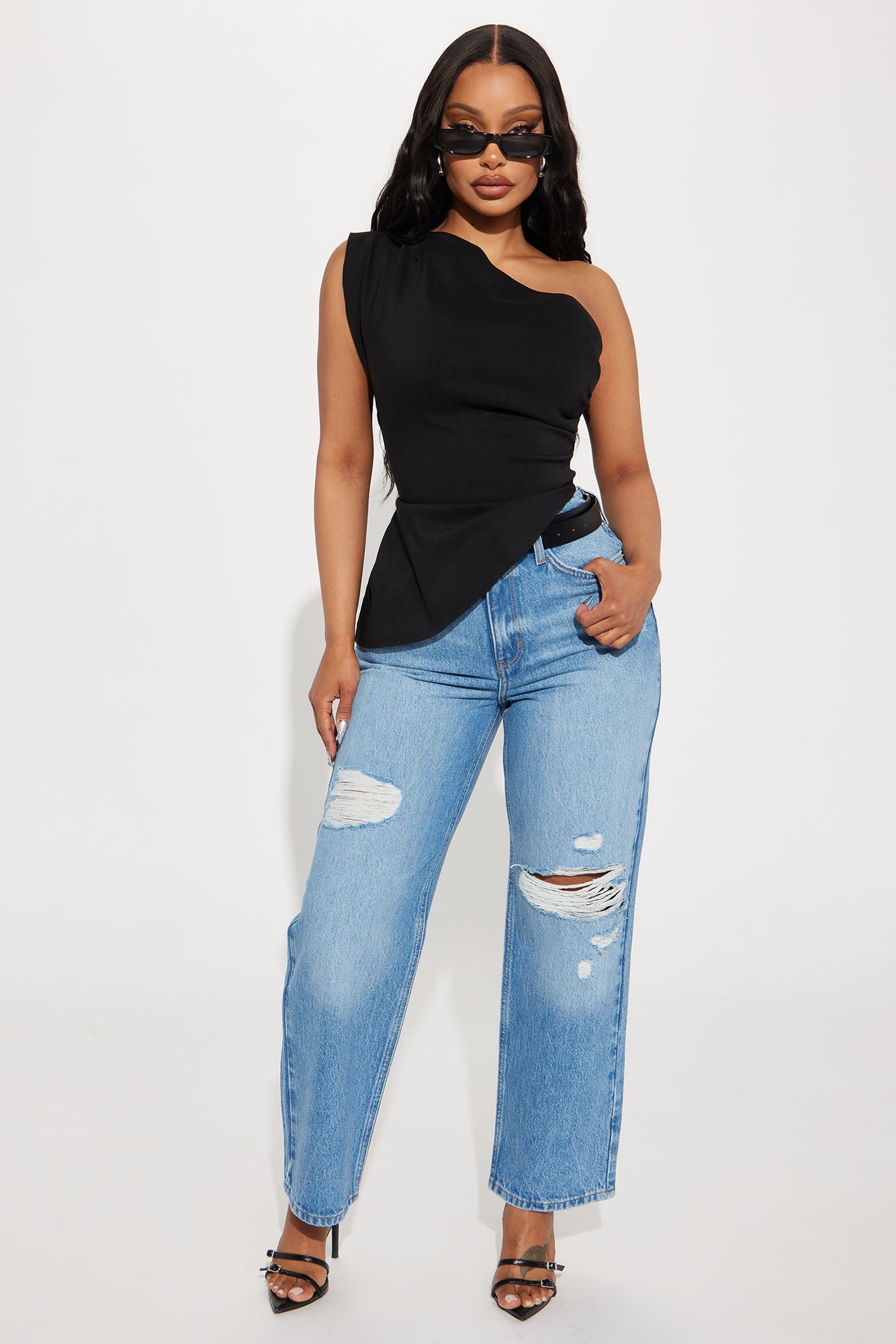 In My Moment One Shoulder Top - Black