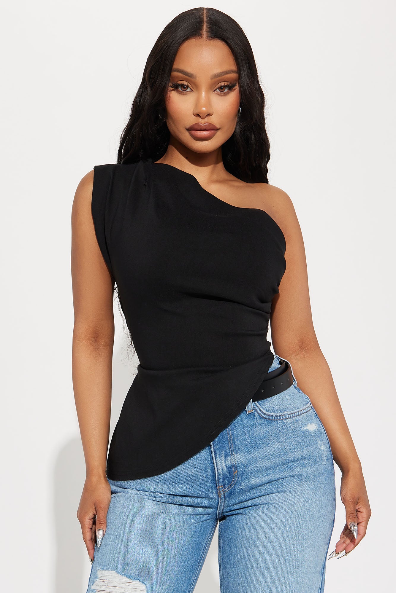 In My Moment One Shoulder Top - Black