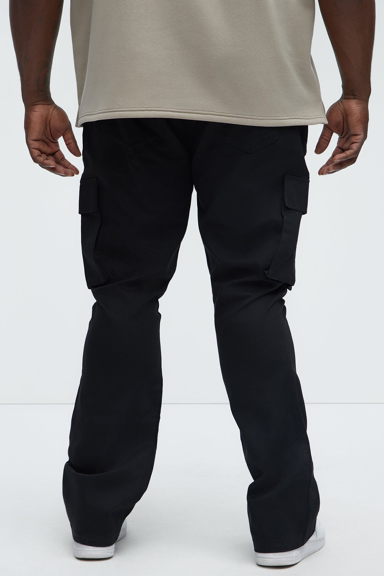 Double Up Stacked Slim Cargo Pants - Black