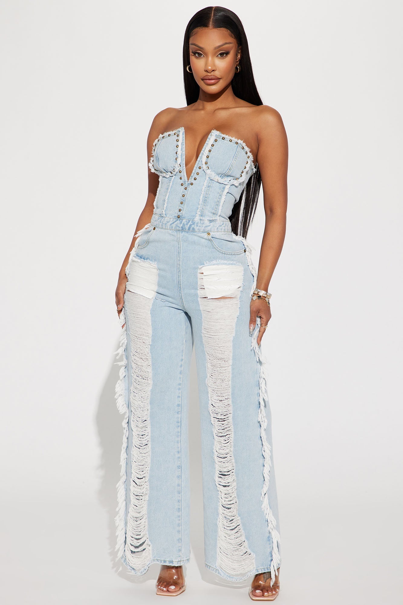 Demi Distressed Jumpsuit - Denim