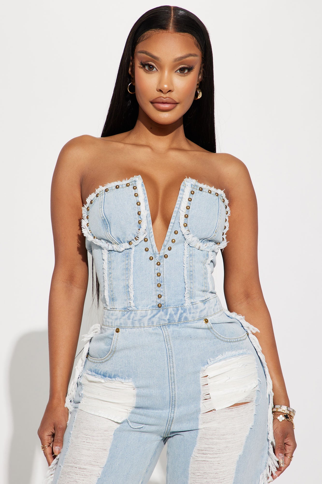 Demi Distressed Jumpsuit - Denim