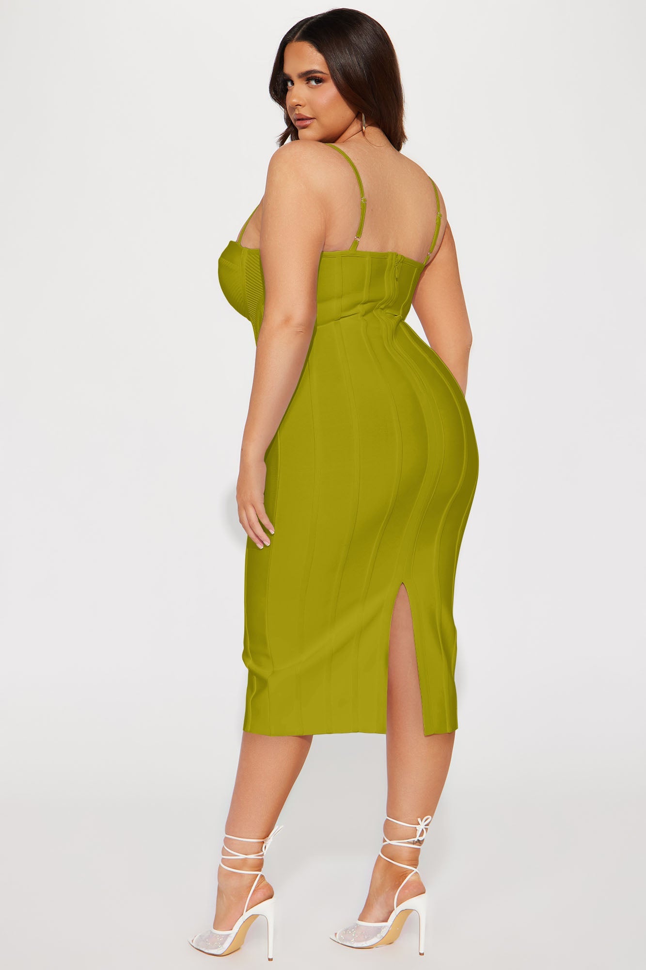 Victoria Bandage Midi Dress - Chartreuse