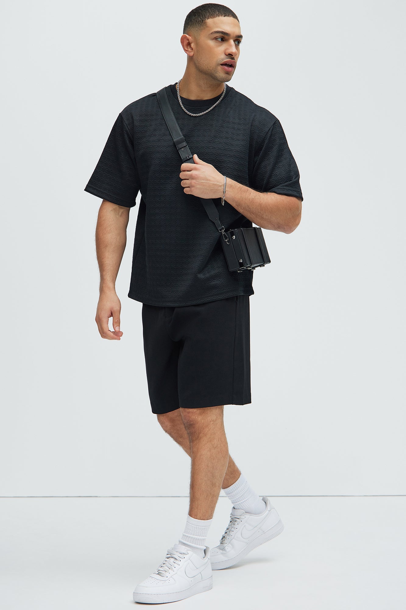 8 AM Textured Short Sleeve Tee - Black