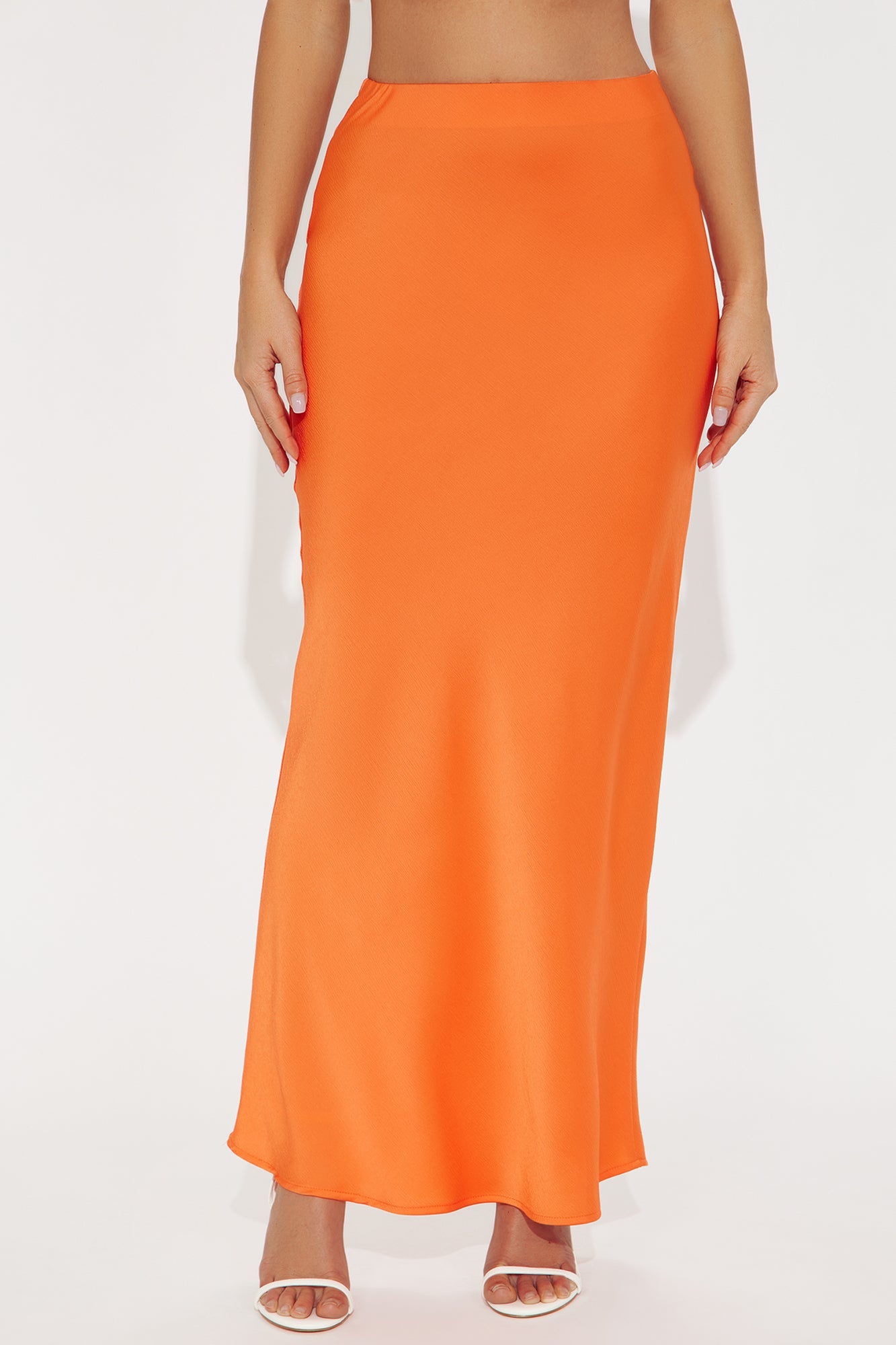 Brunch to GNO Satin Maxi Skirt - Orange