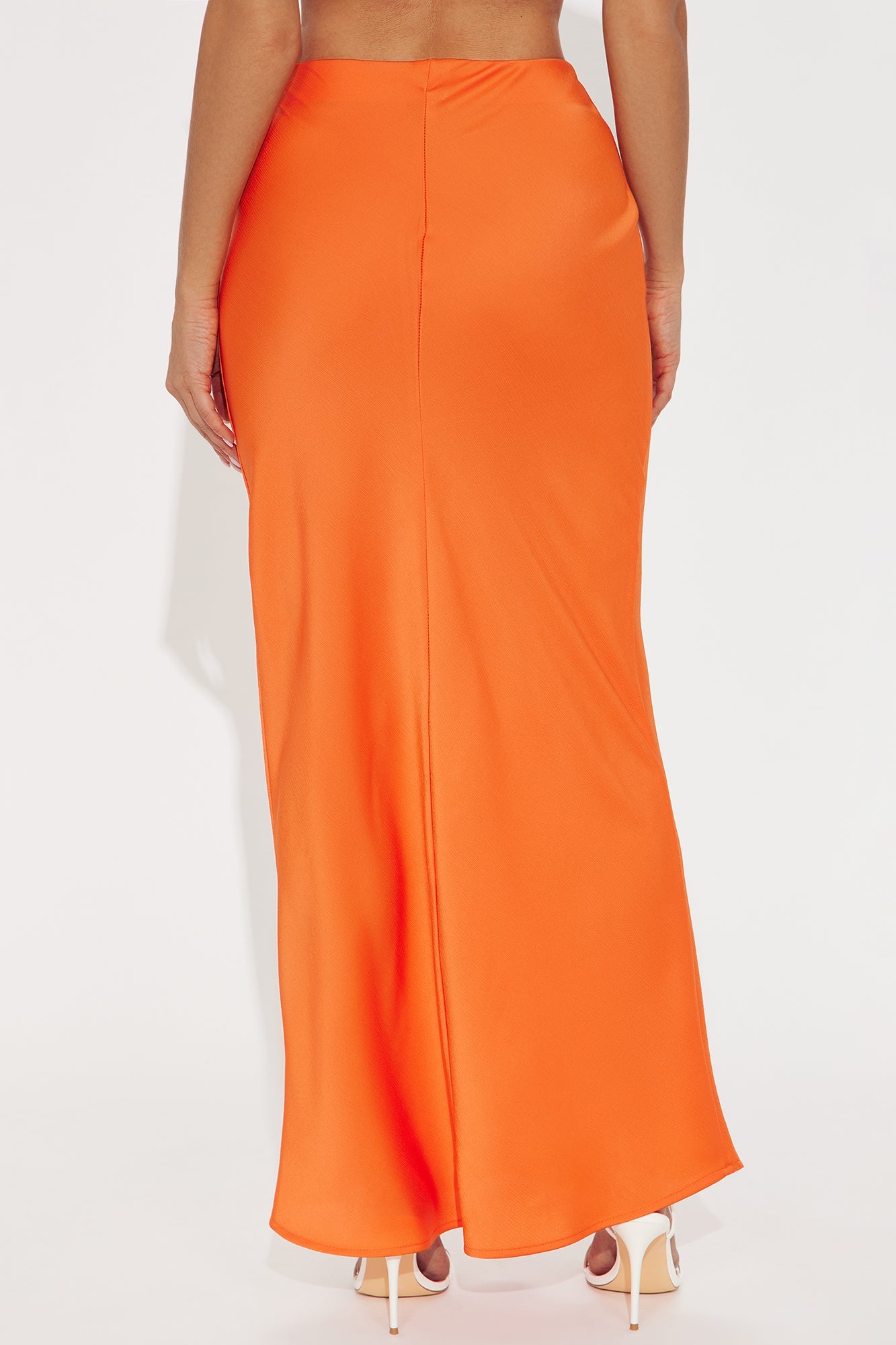 Brunch to GNO Satin Maxi Skirt - Orange