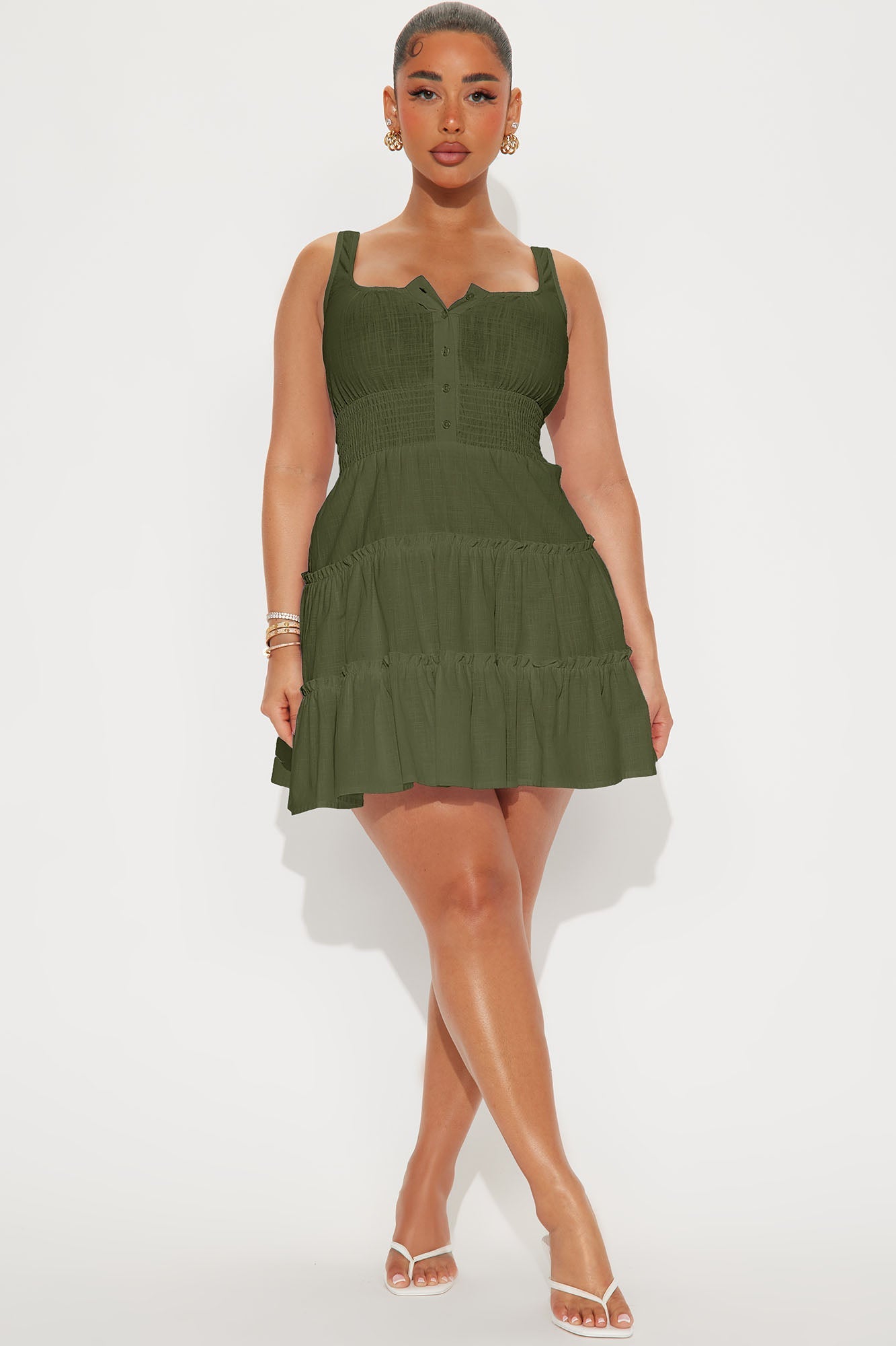 Chasing Daylight Linen Mini Dress - Olive