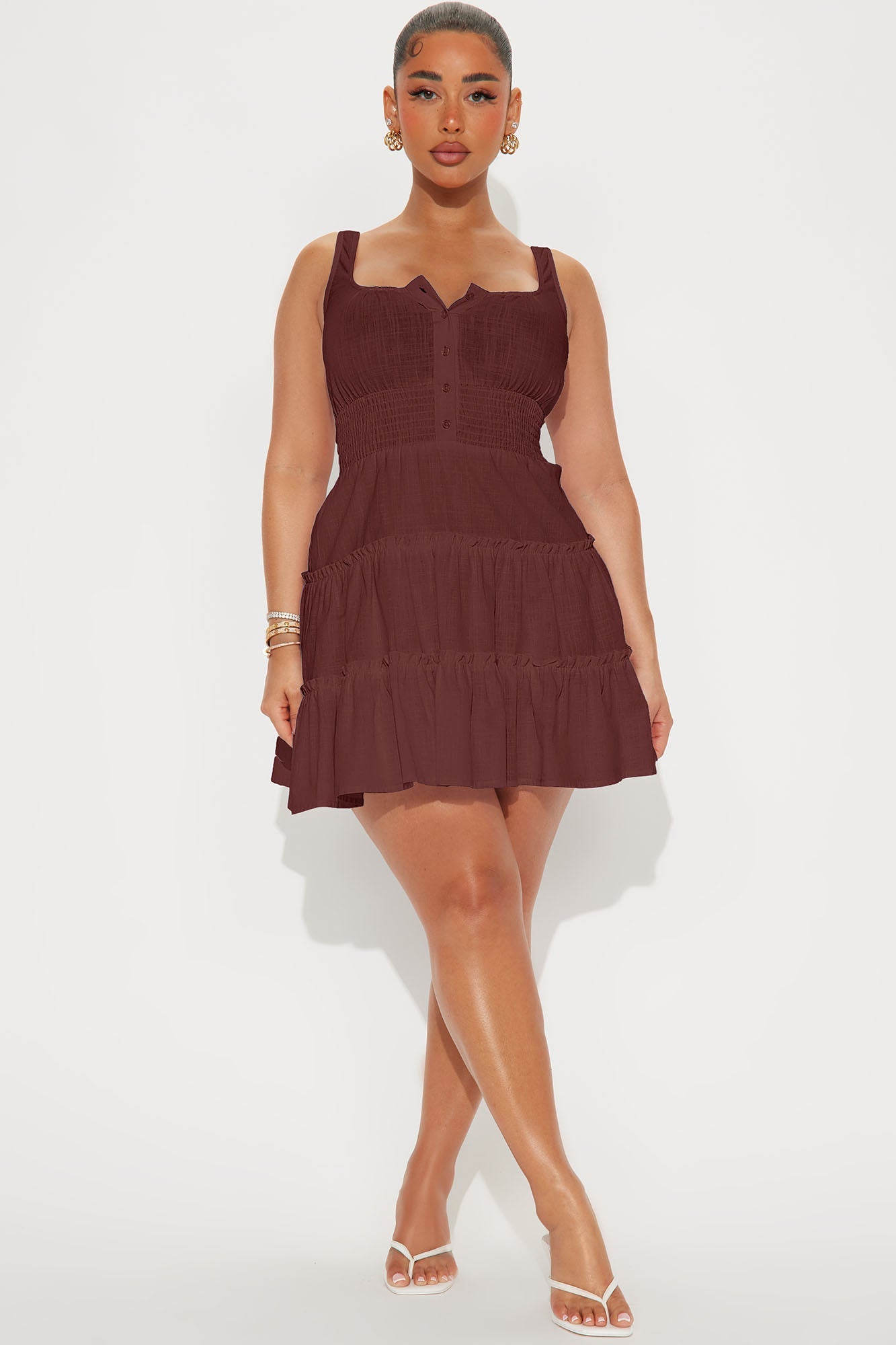 Chasing Daylight Linen Mini Dress - Wine
