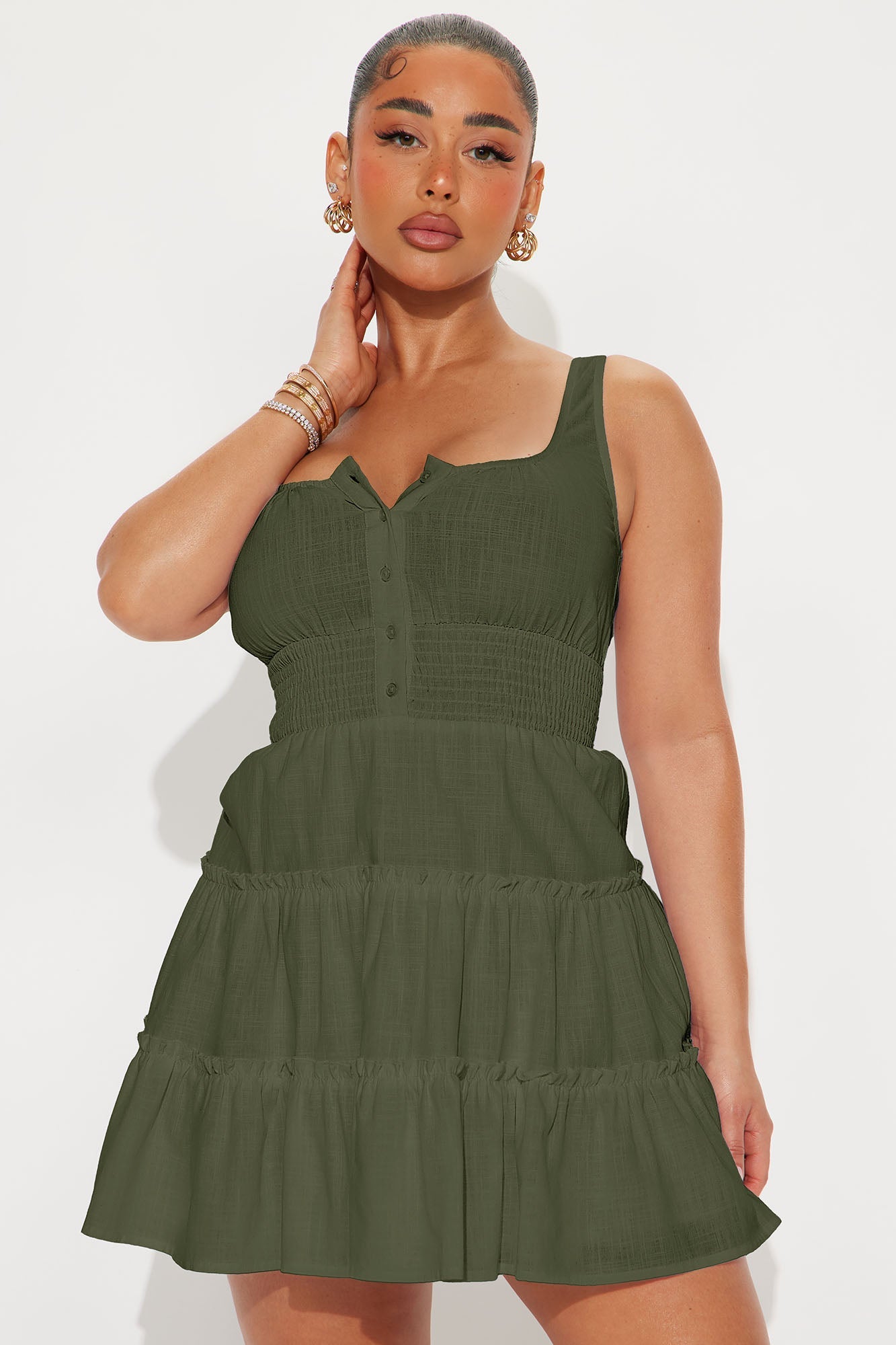 Chasing Daylight Linen Mini Dress - Olive