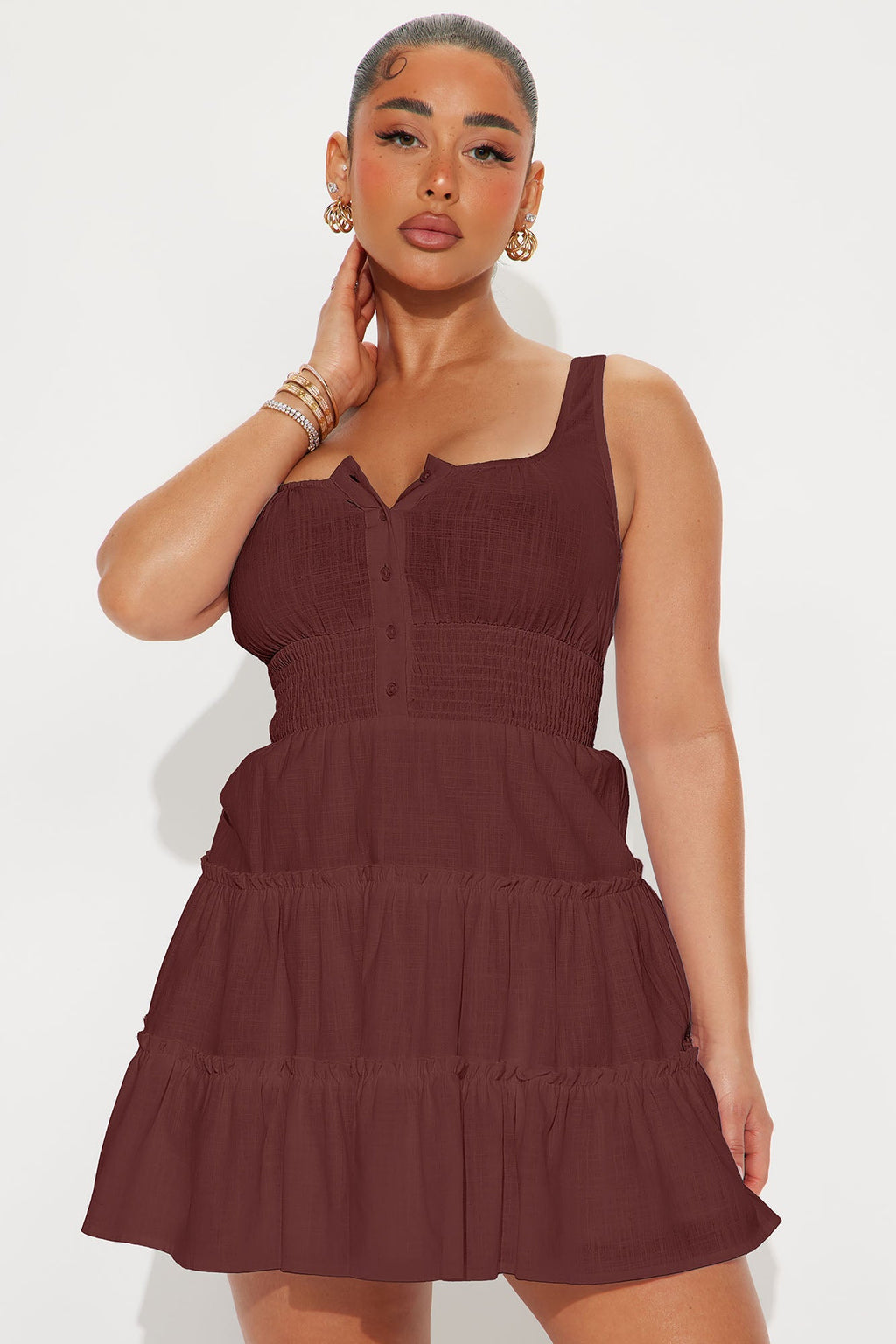Chasing Daylight Linen Mini Dress - Wine