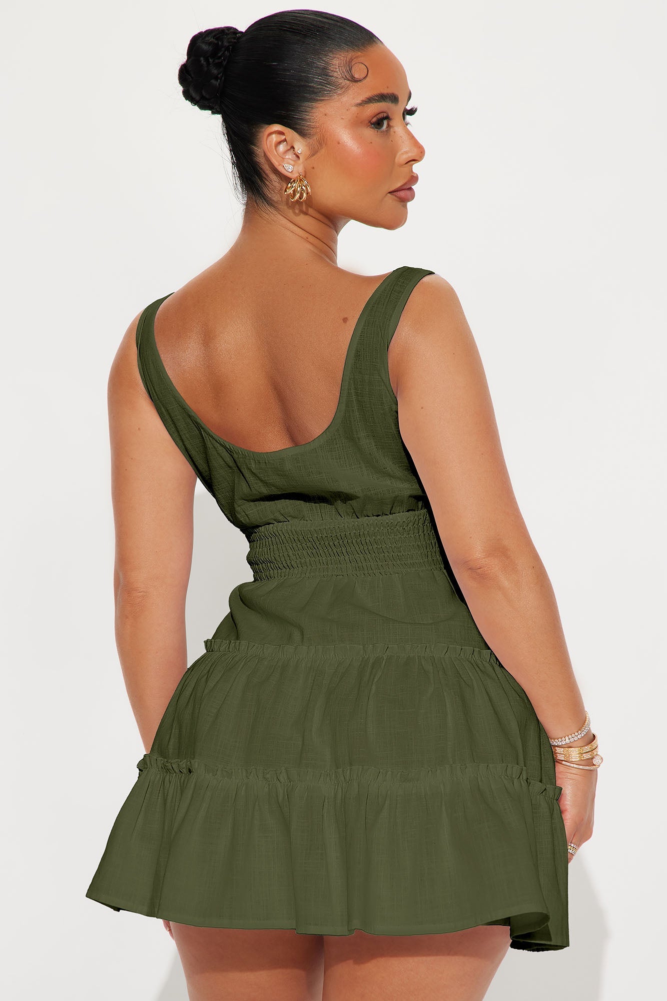 Chasing Daylight Linen Mini Dress - Olive