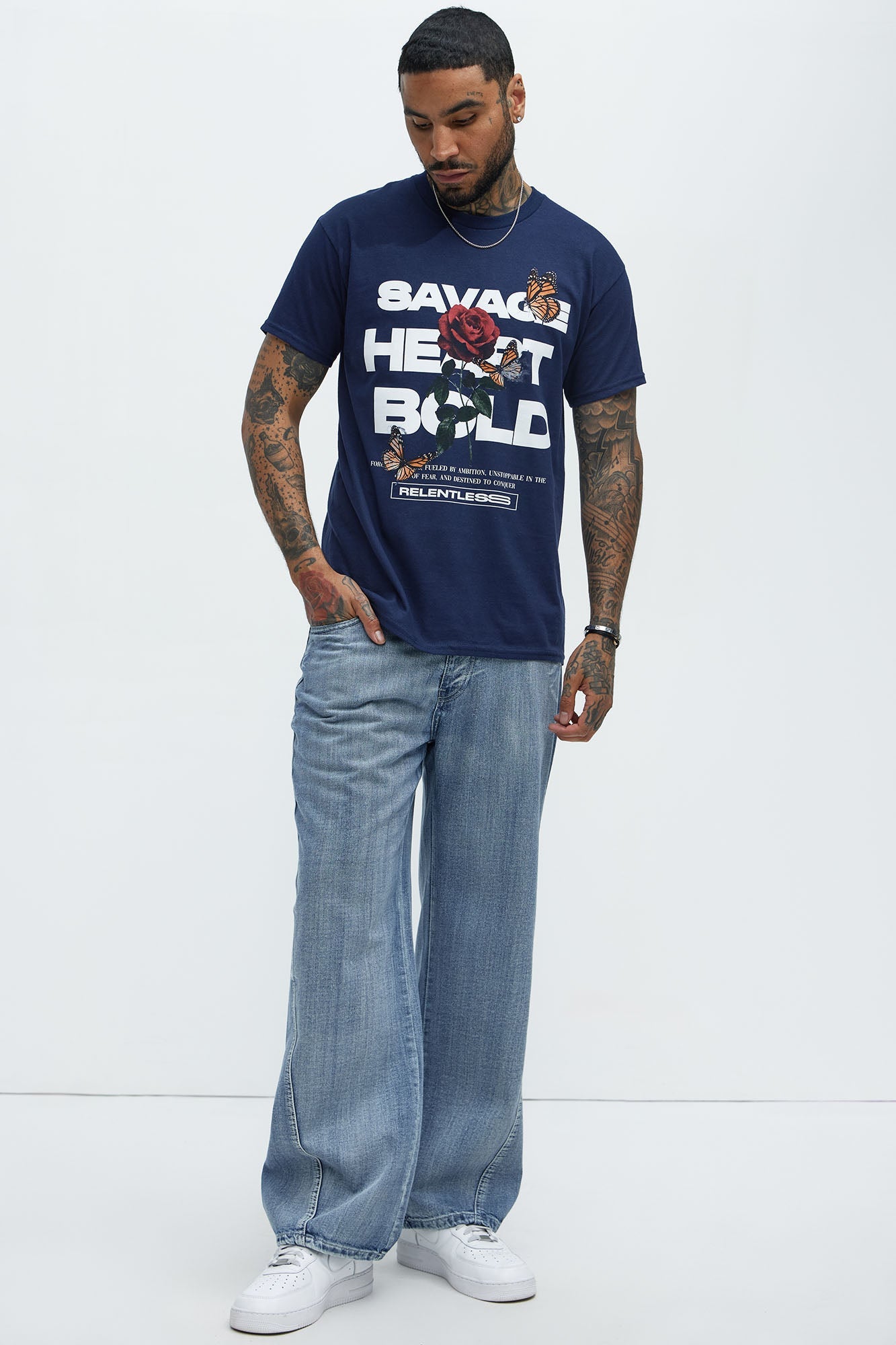 Seams Barbed Baggy Jeans - Light Wash