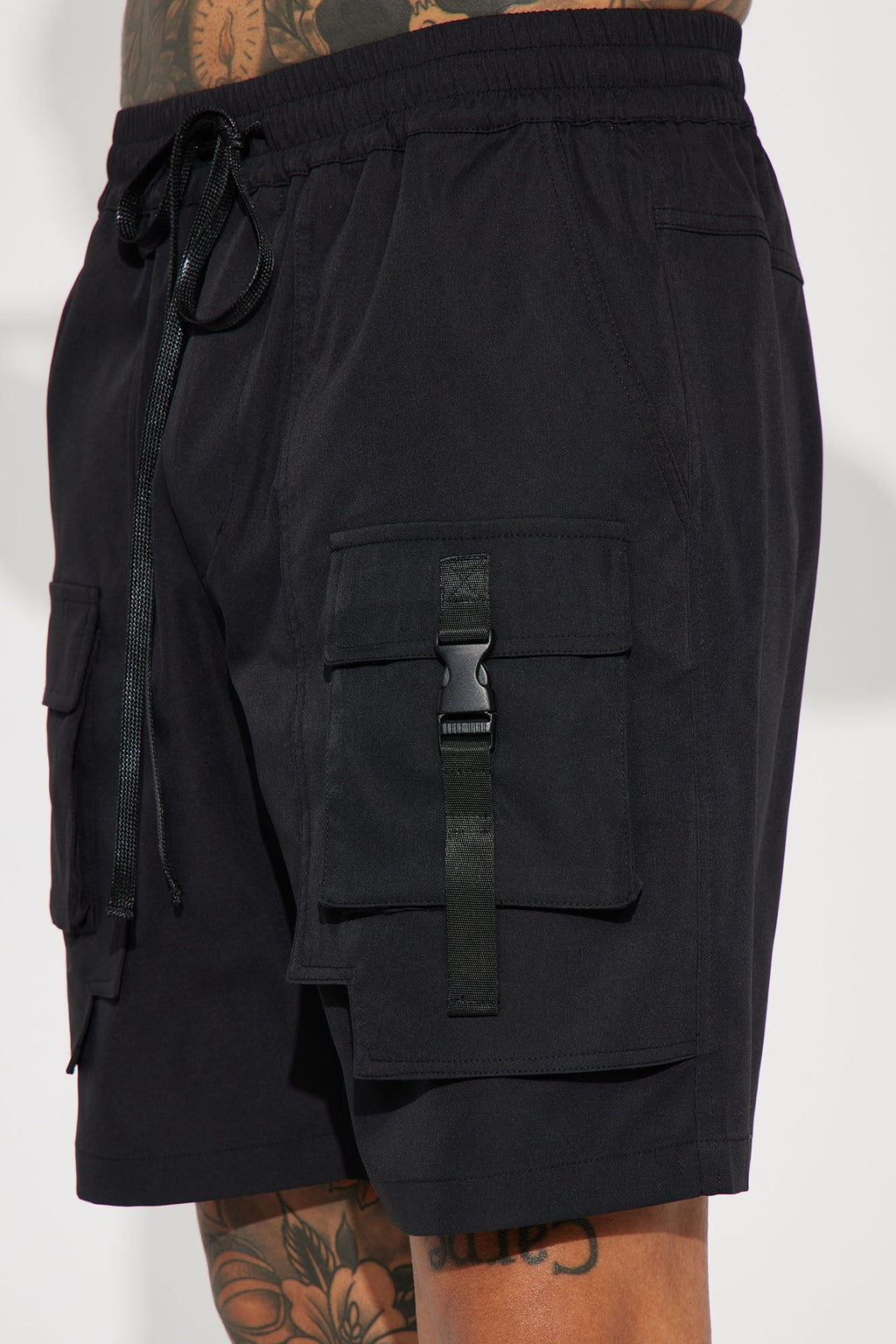 All Cap Utility Nylon Cargo Shorts - Black