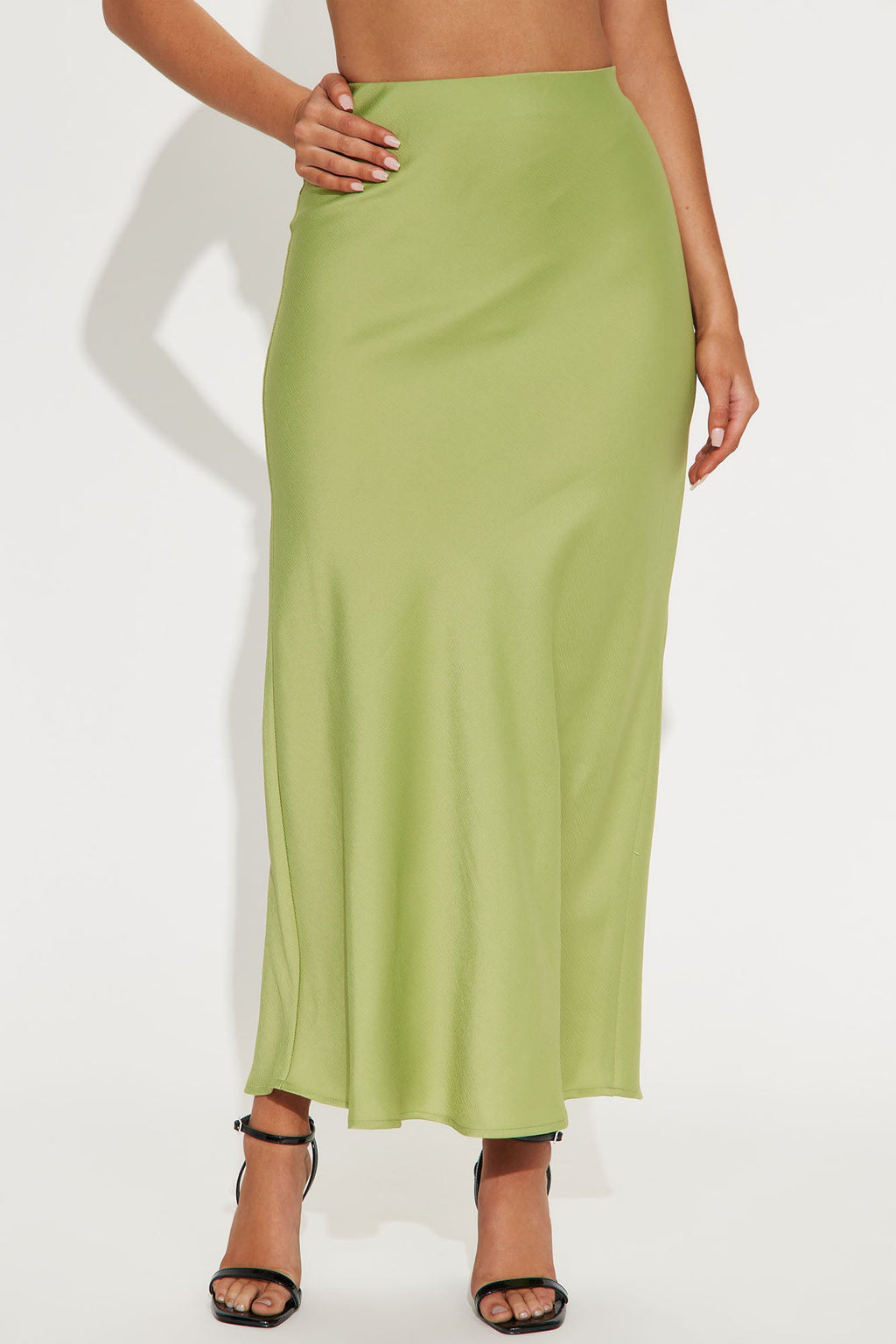 Brunch to GNO Satin Maxi Skirt - Sage