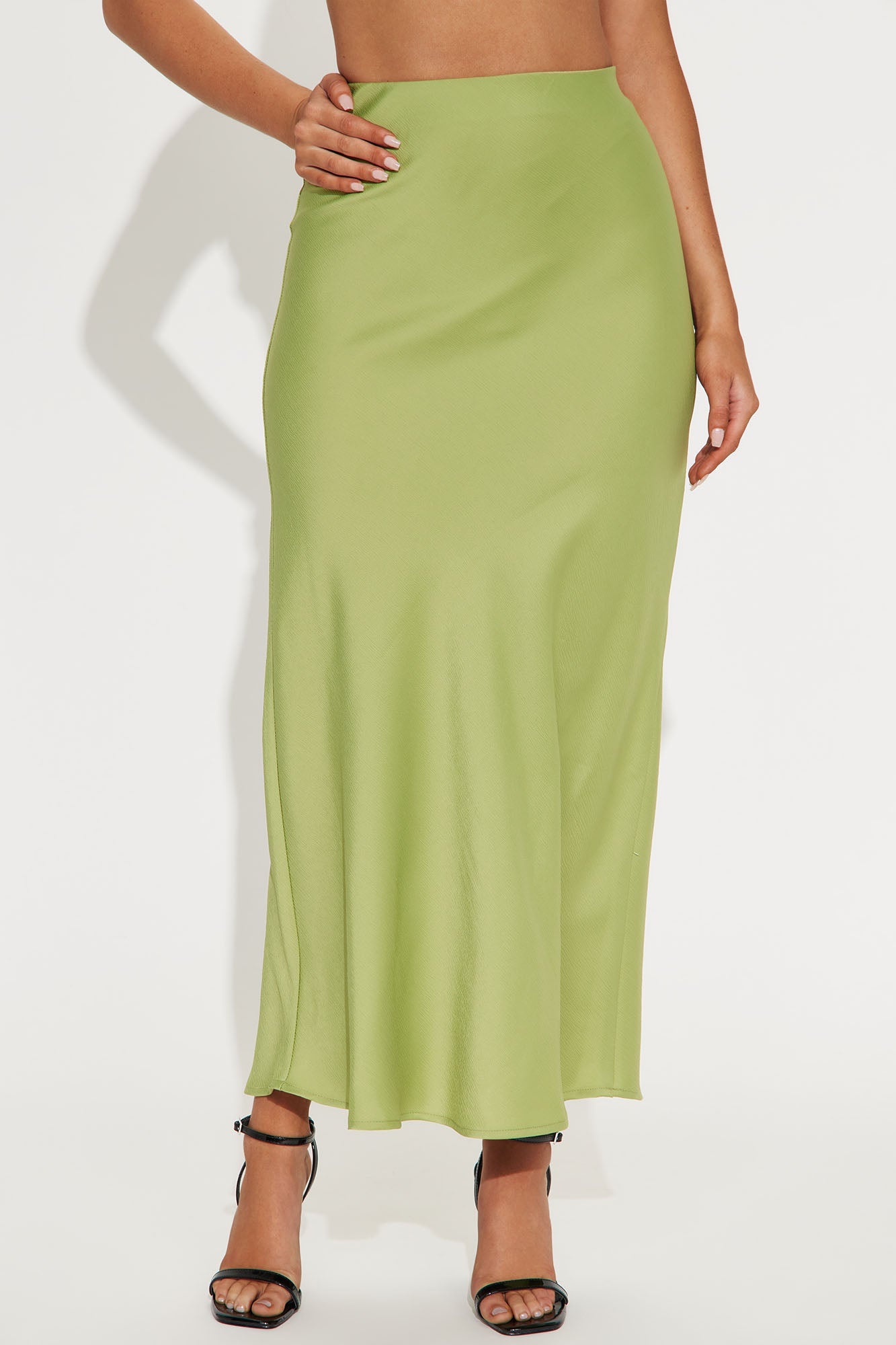 Brunch to GNO Satin Maxi Skirt - Sage