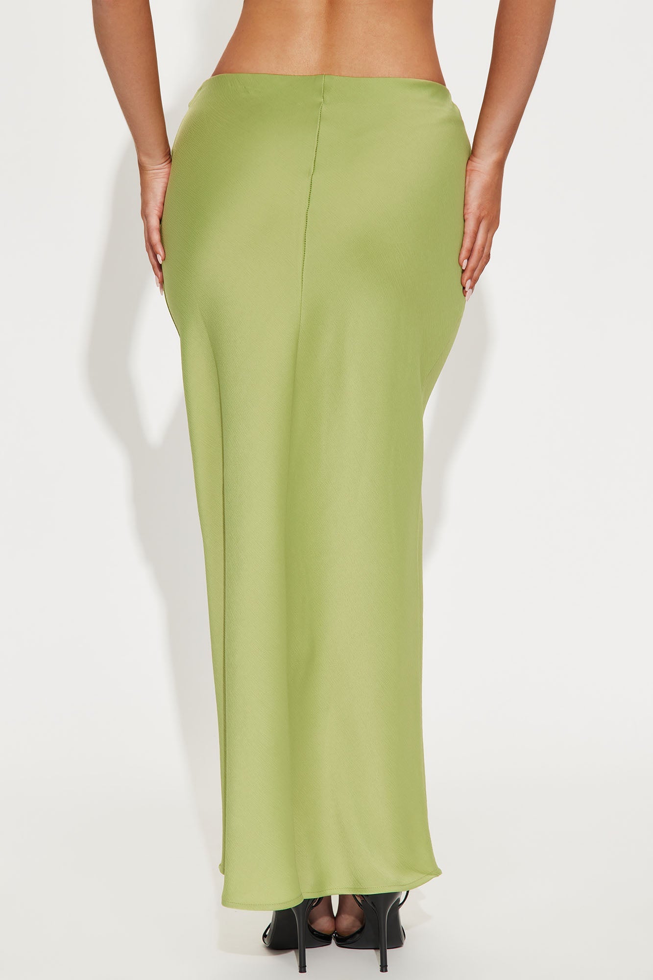 Brunch to GNO Satin Maxi Skirt - Sage