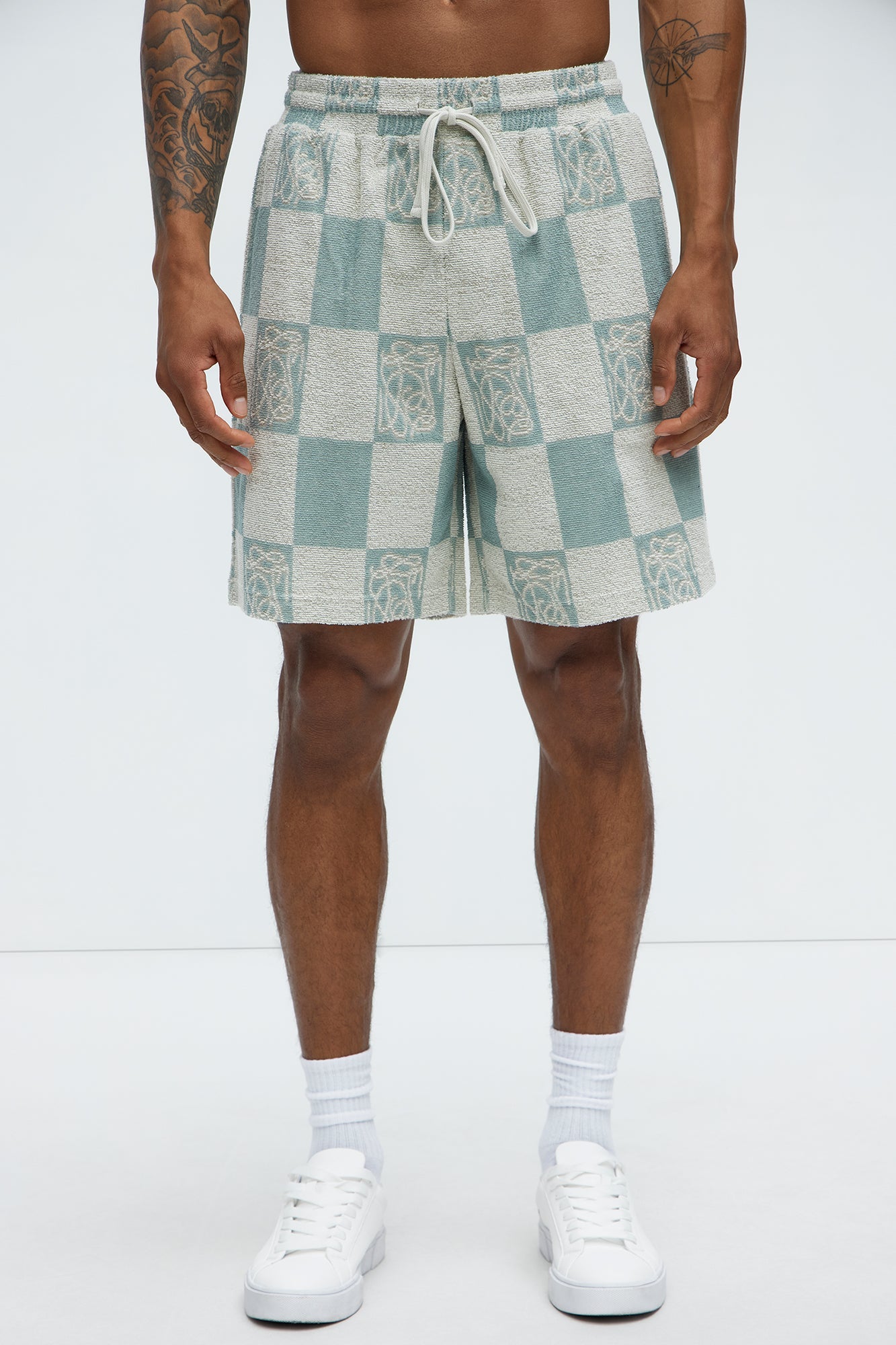 Checkered Relaxed Shorts - Blue/combo