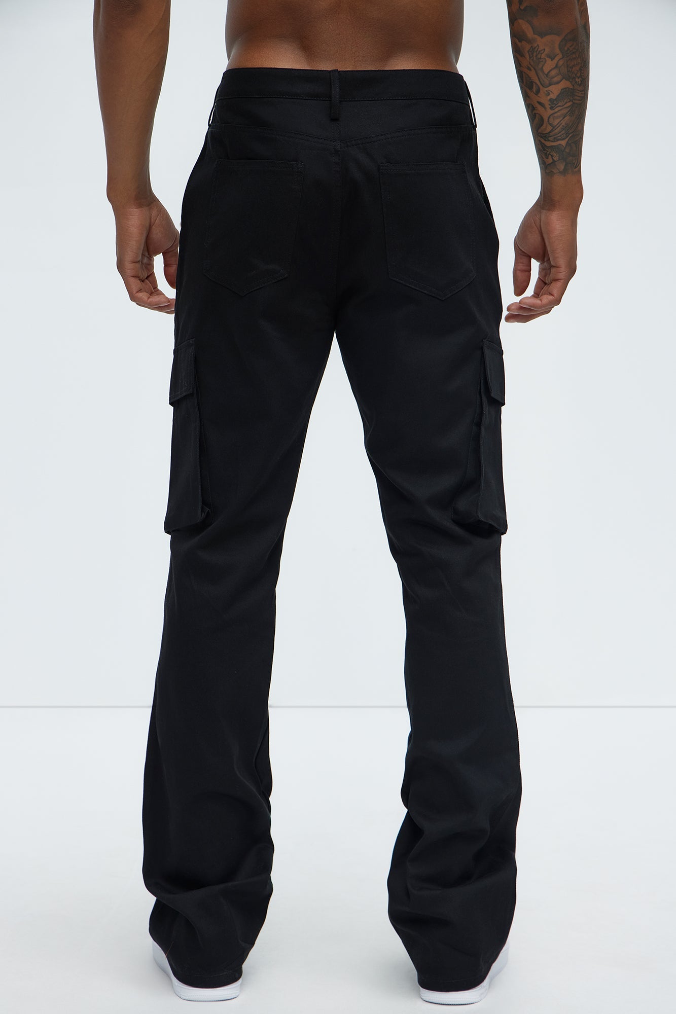 Double Up Stacked Slim Cargo Pants - Black