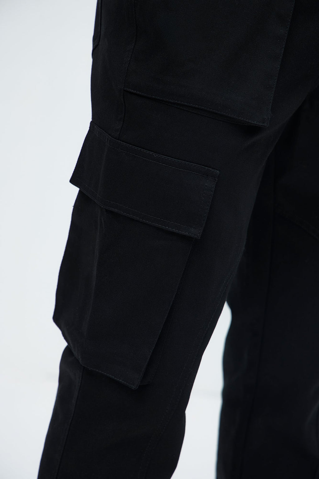 Double Up Stacked Slim Cargo Pants - Black