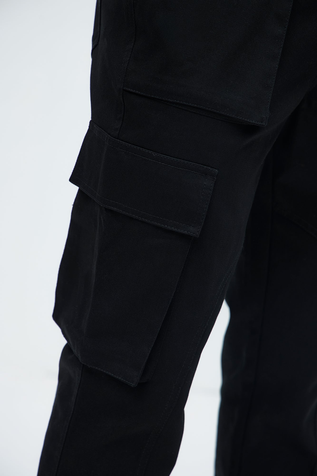 Double Up Stacked Slim Cargo Pants - Black