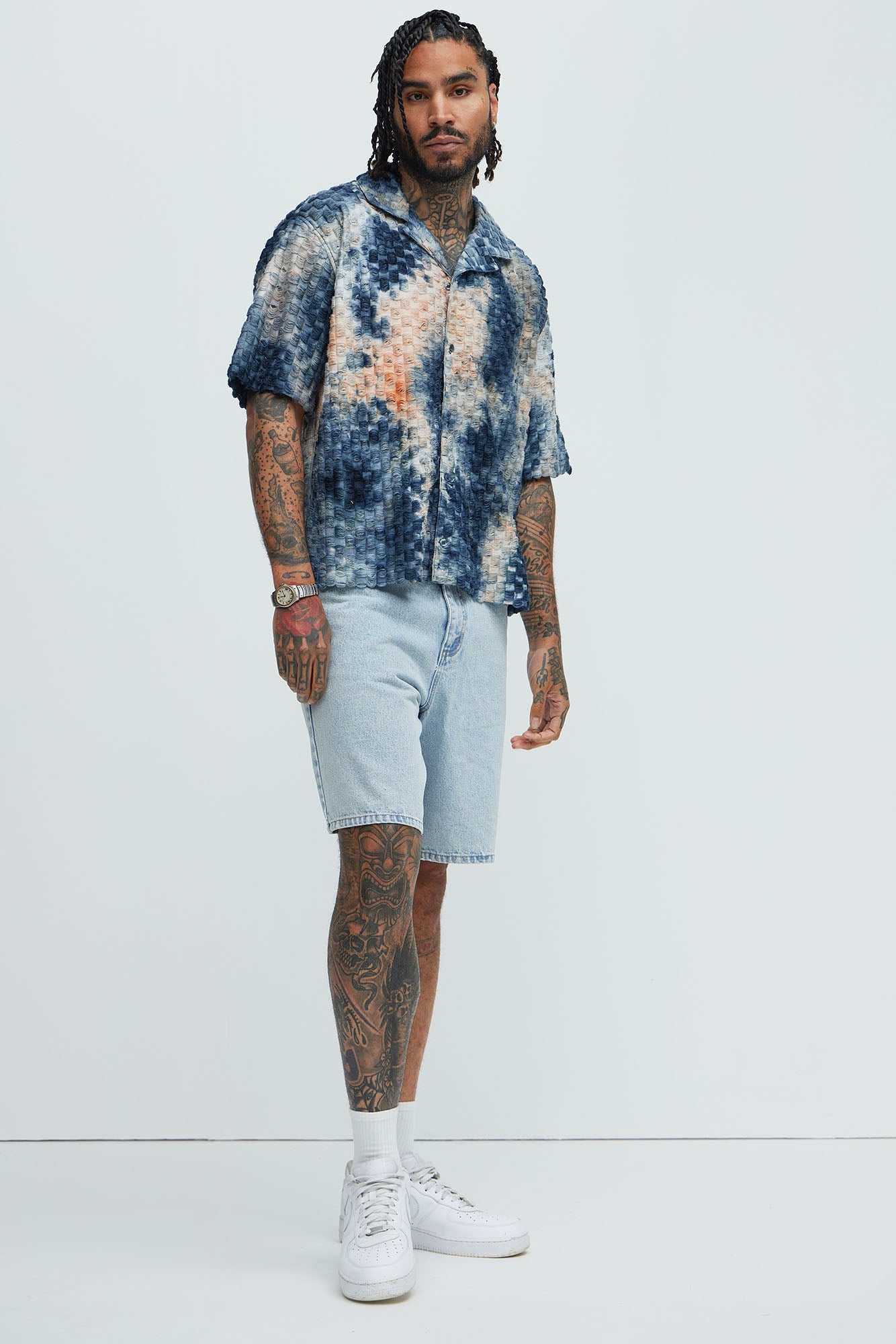 Crusin Textured Shirt - Blue/combo
