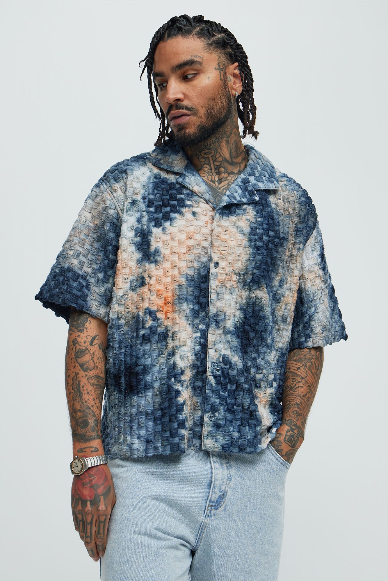 Crusin Textured Shirt - Blue/combo